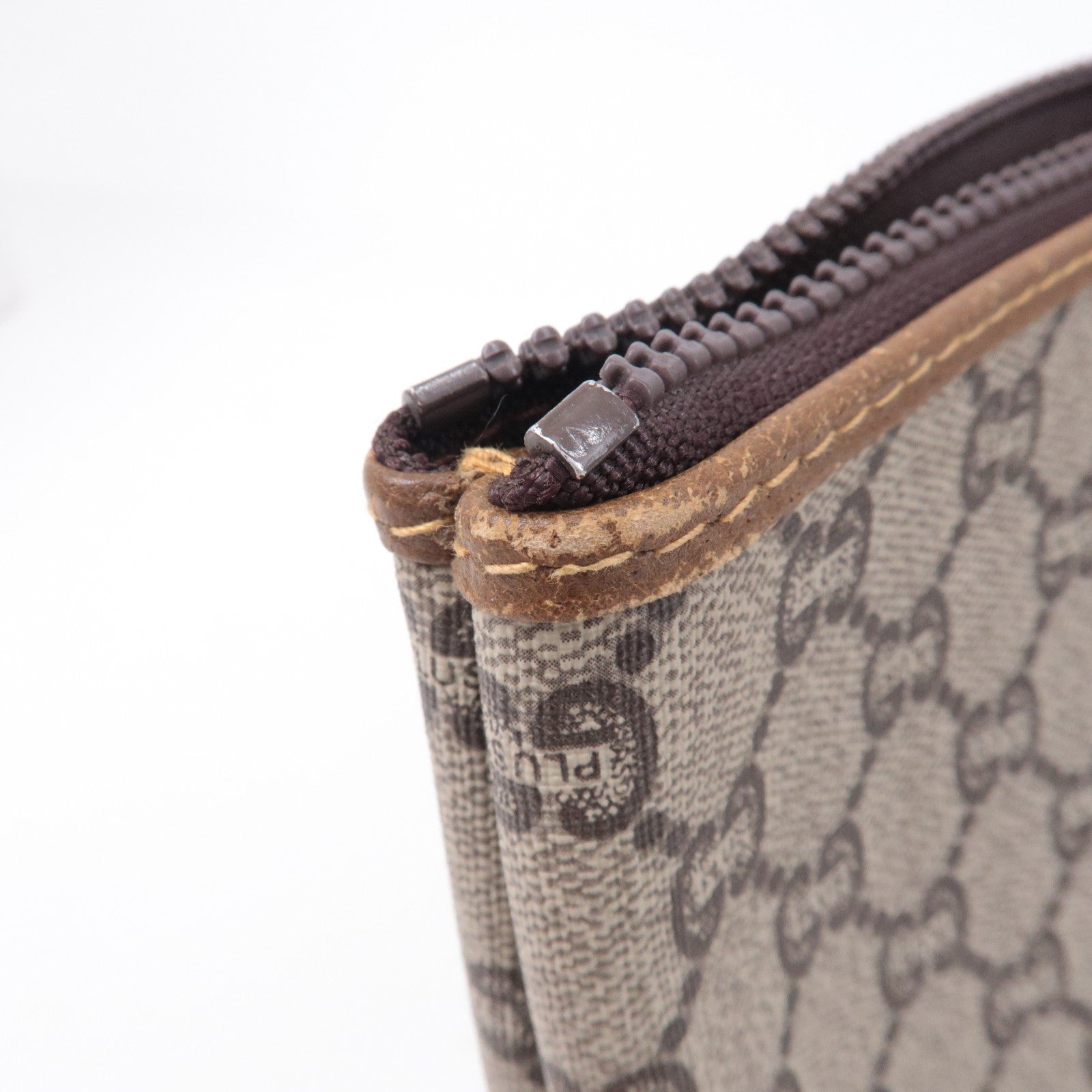 GUCCI Set of 3 Old Gucci GG Plus Leather Clutch Bag Beige Brown
