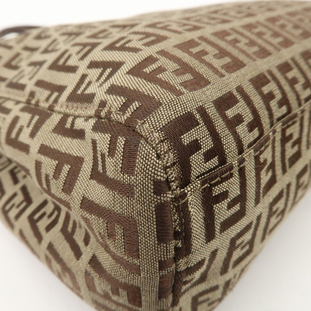 FENDI Zucchino Canvas Leather Mini Tote Bag Beige Brown 8BH132