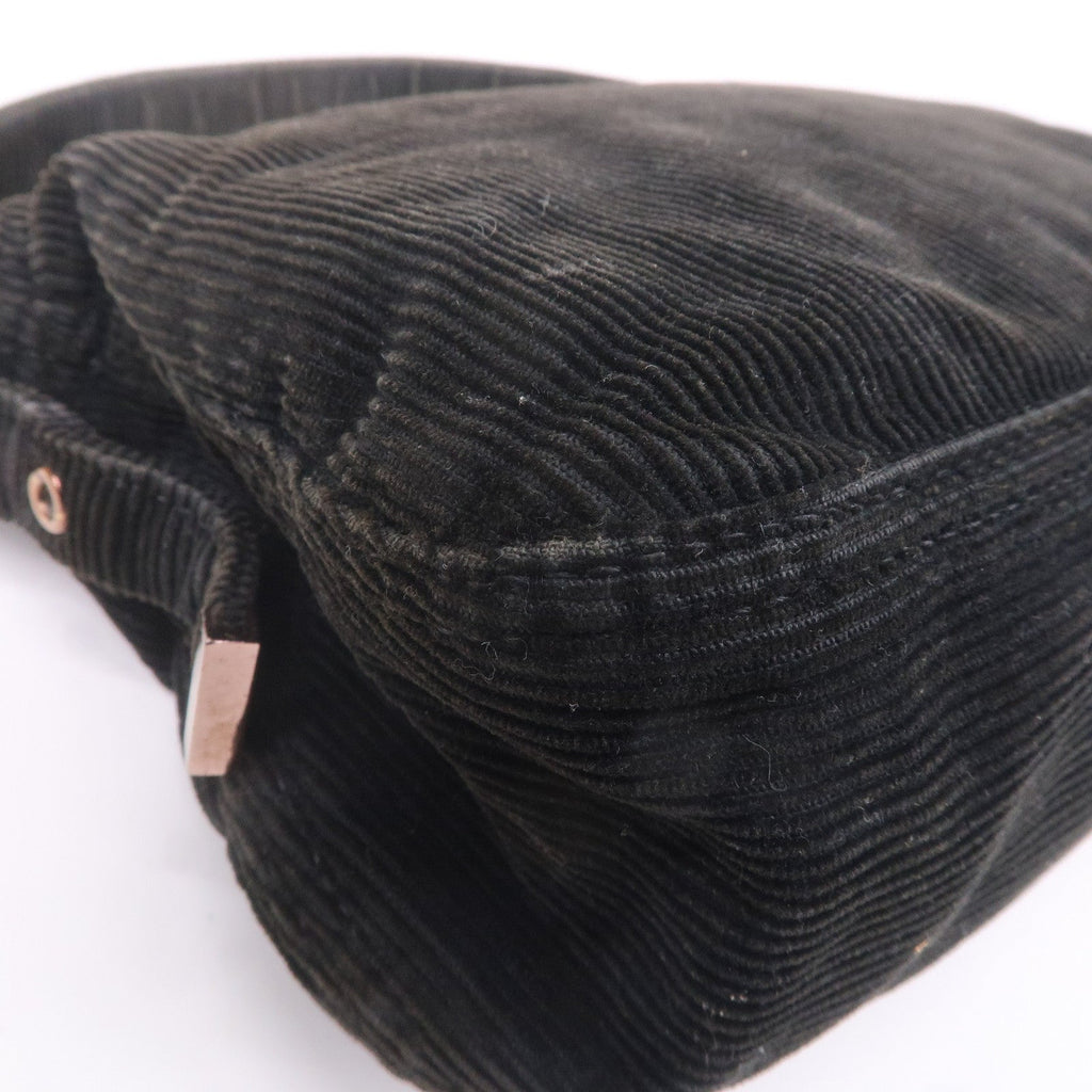 FENDI Corduroy Shoulder Bag Hand Bag Black
