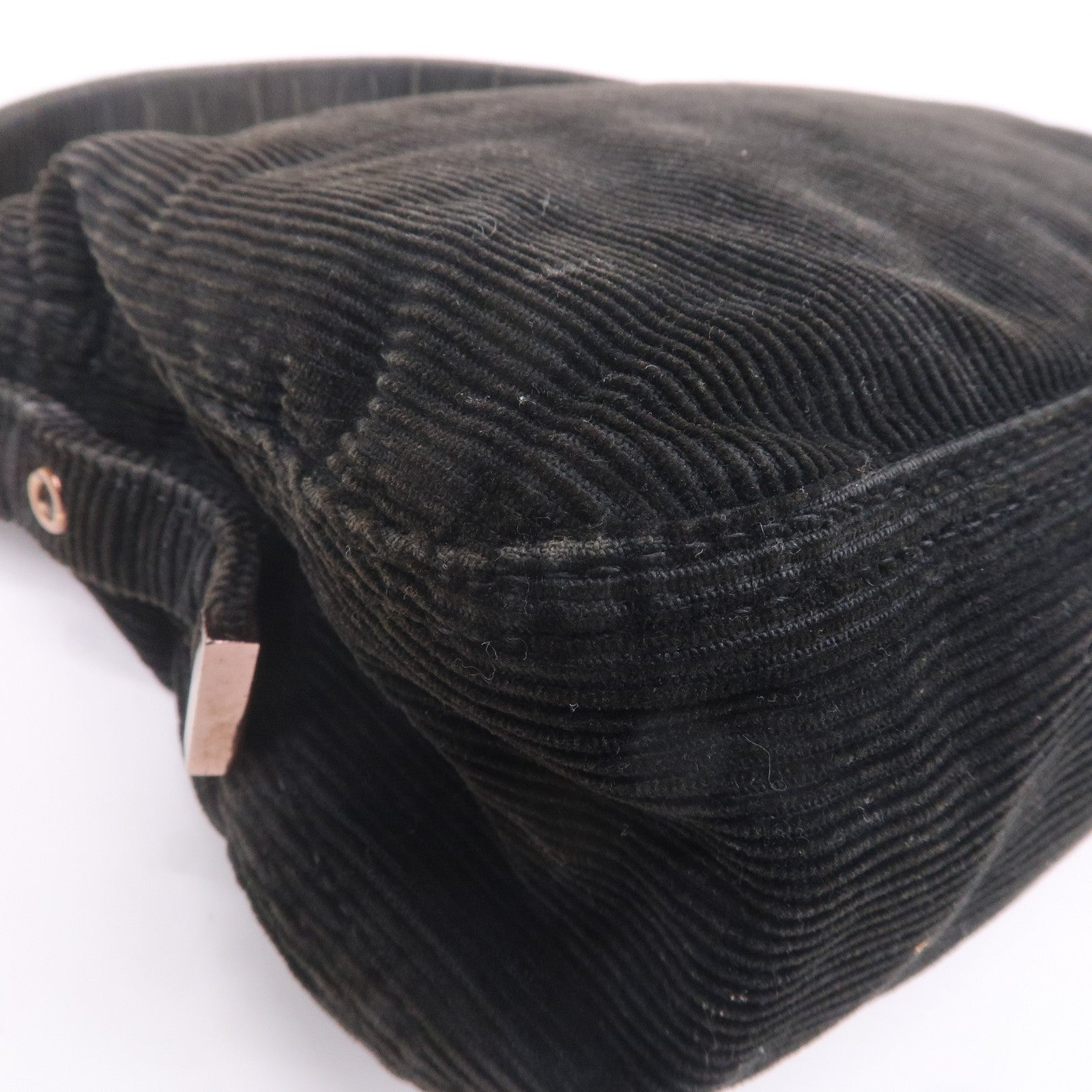 FENDI Corduroy Shoulder Bag Hand Bag Black