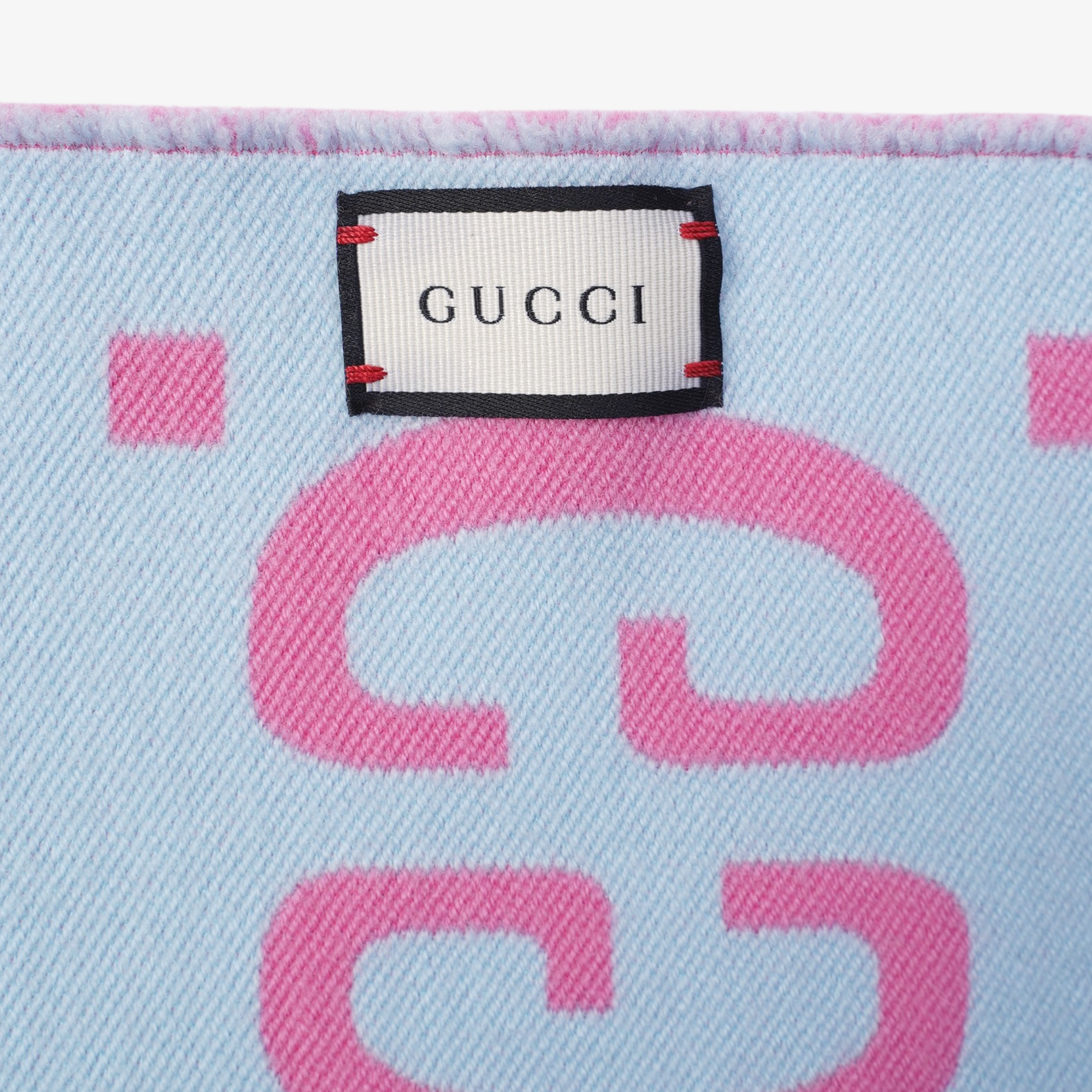 Gucci Womens GG Scarf Baby Blue / Pink 35x190cm