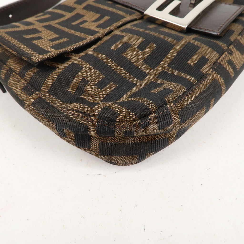 FENDI Zucca Mamma Baguette Canvas Leather Shoulder Bag 26424