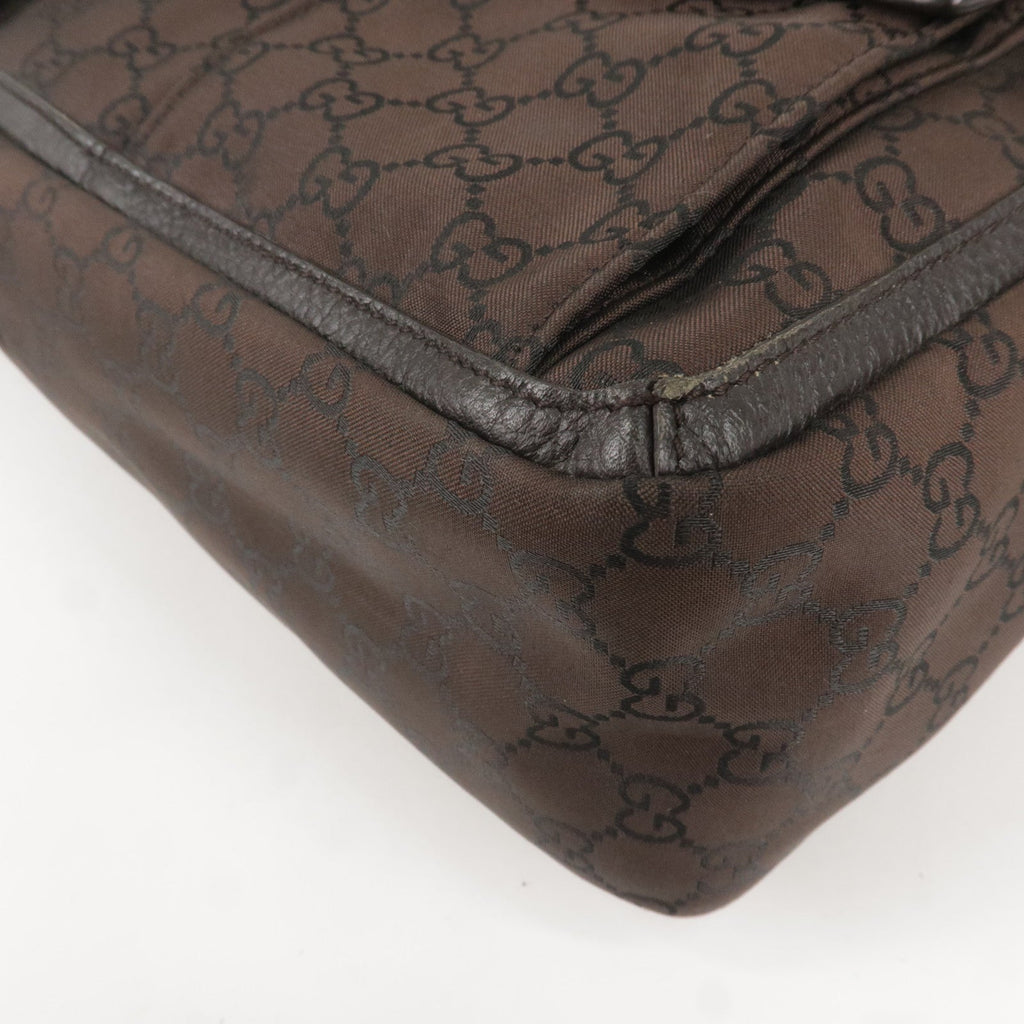 GUCCI GG Canvas Leather Tote Bag Shoulder Bag Dark Brown 268639