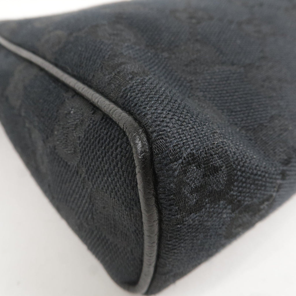 GUCCI Abbey GG Canvas Leather Hand Bag Pouch Black 645093