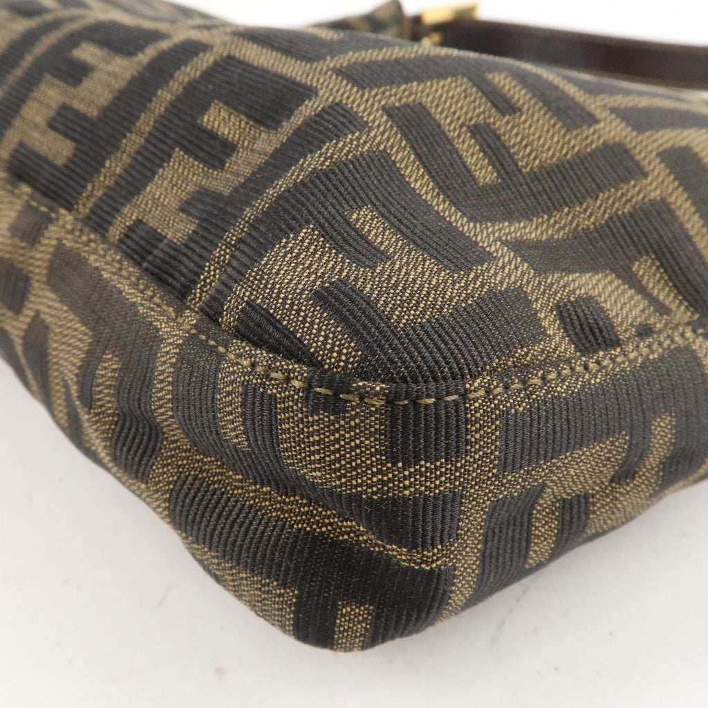 FENDI Zucca Canvas Leather Shoulder Bag Brown Black 26569