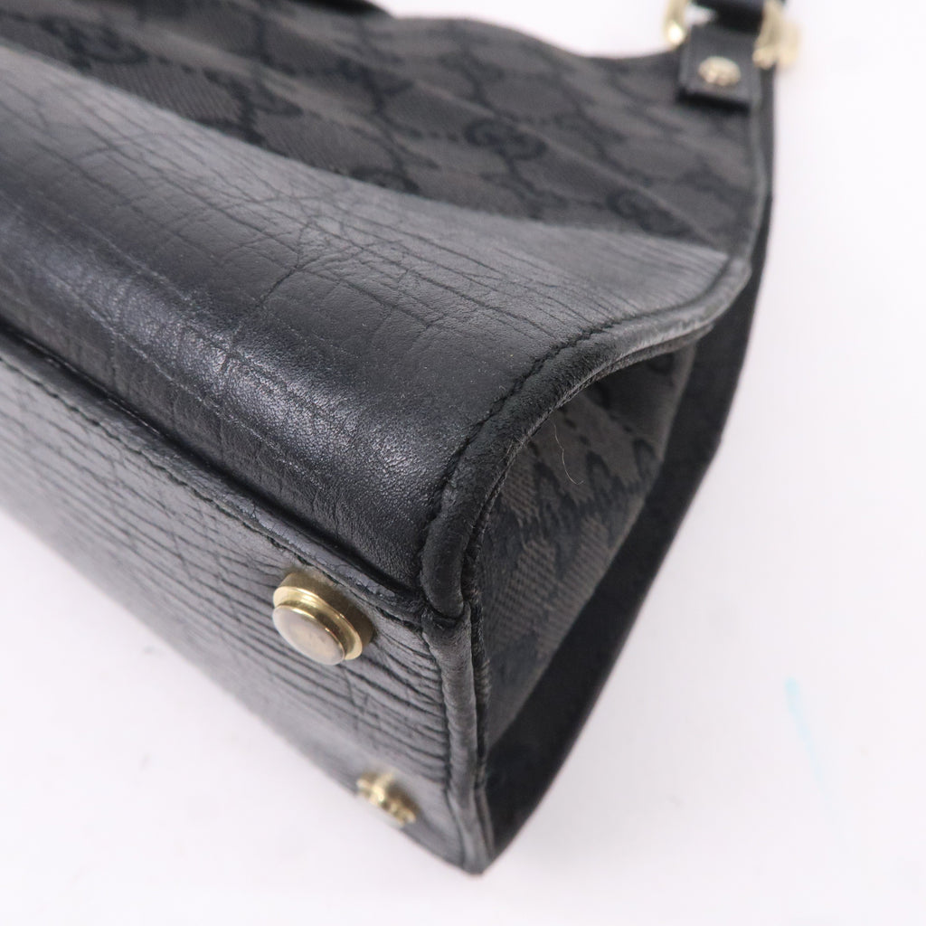 GUCCI Sherry GG Canvas Leather Shoulder Bag Black 130995