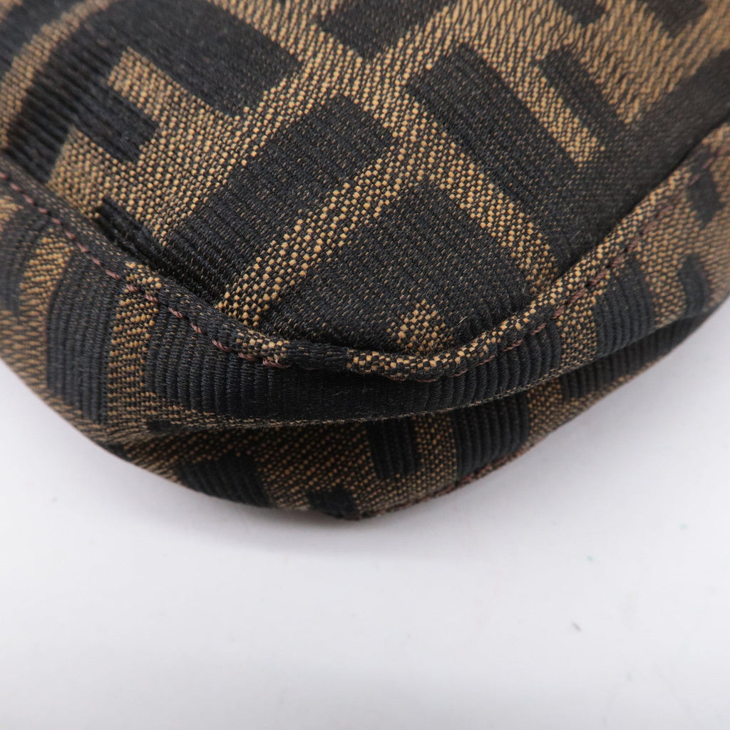 FENDI Mamma Baguette Zucca Canvas Leather Shoulder Bag Brown 26424