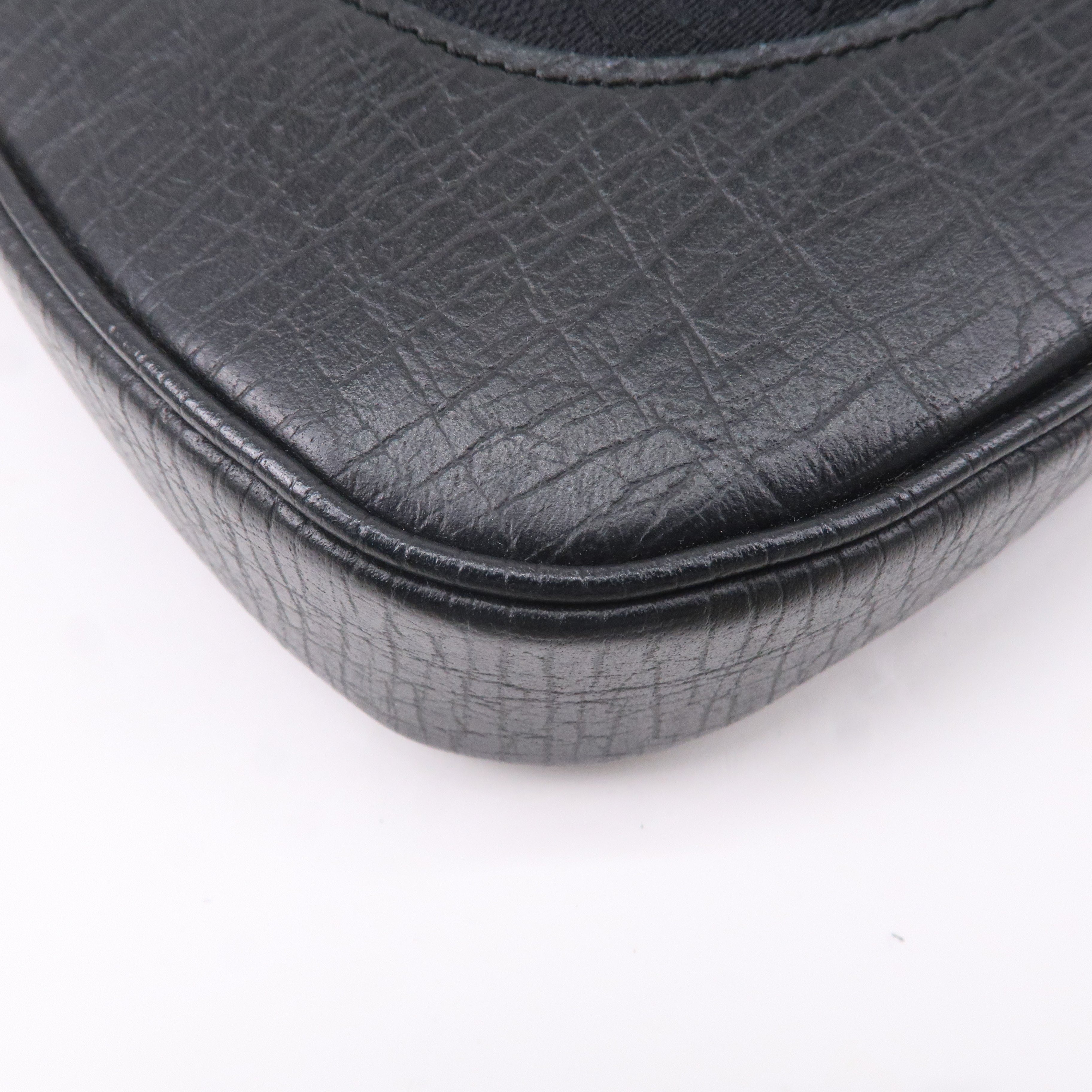 GUCCI Sherry GG Canvas Leather Shoulder Bag Black 130779