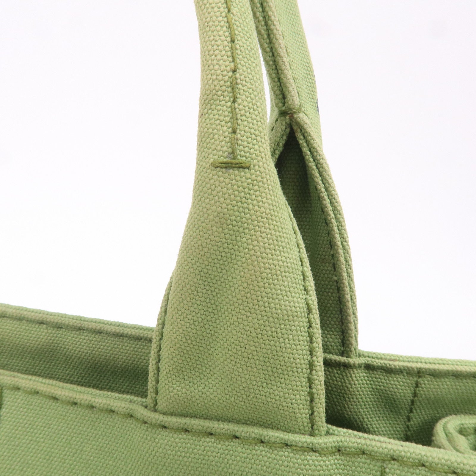 Prada Canapa Canvas Tote Bag Hand Bag Green B1877B