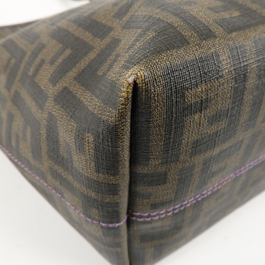 FENDI Zucca Logo Print PVC Tote Bag Brown Black Purple 8BH185