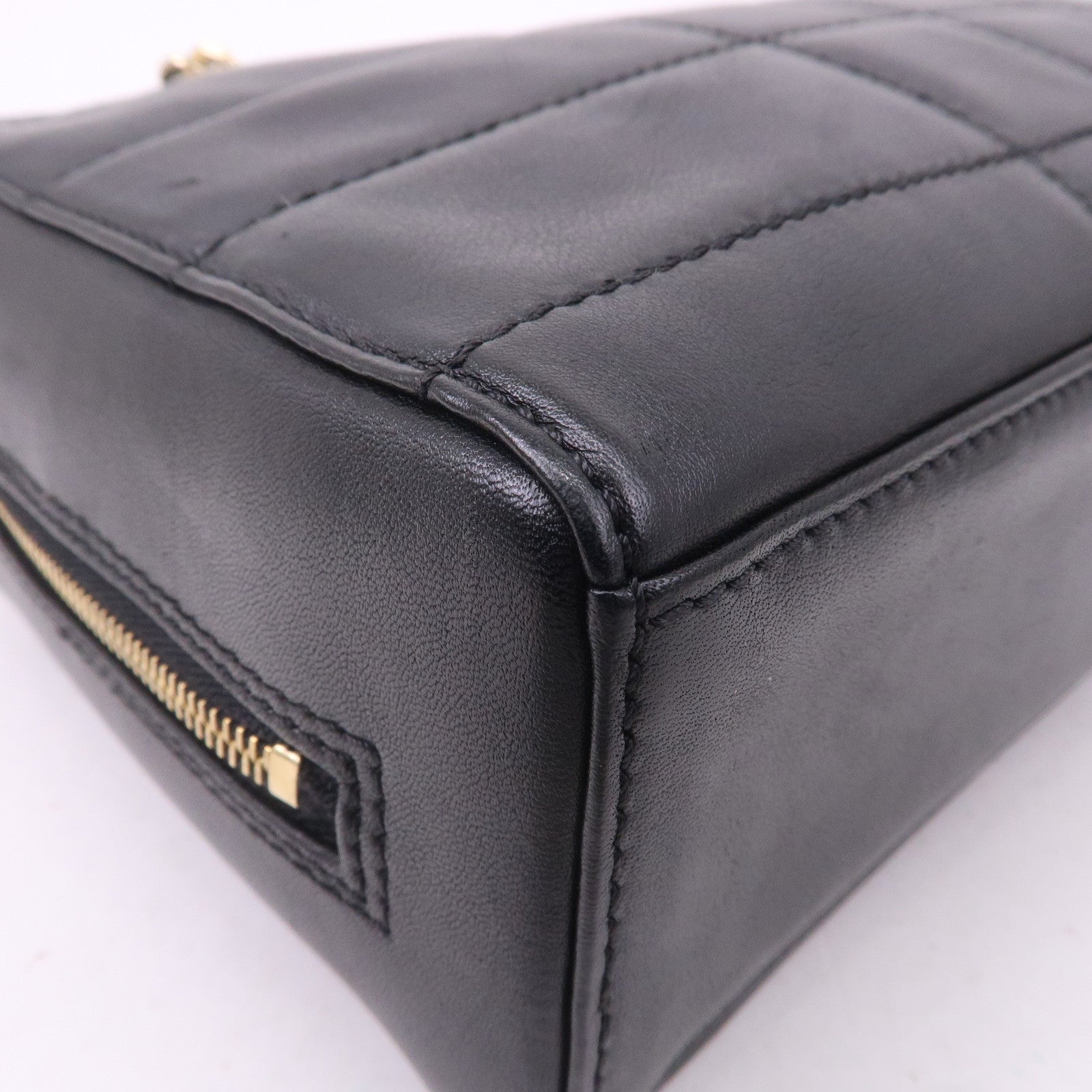 CHANEL Chocolate Bar Lamb Skin Chain Shoulder Bag Black
