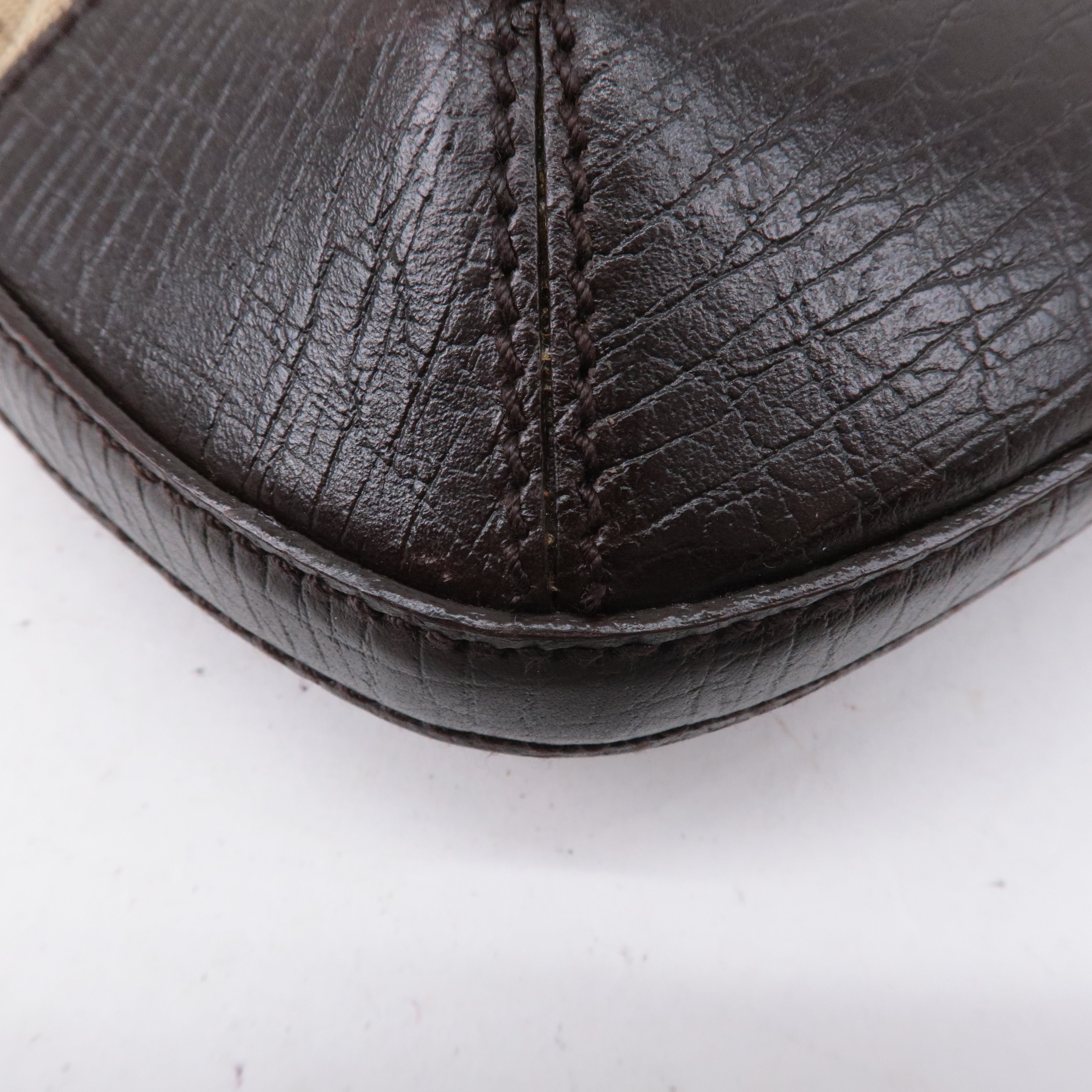 GUCCI Horsebit Sherry GG Canvas Leather Shoulder Bag Brown 137388