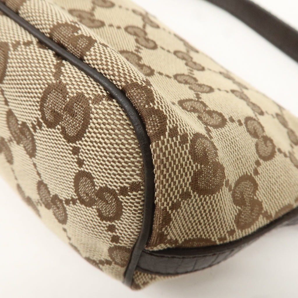 GUCCI Sherry GG Canvas Leather Hand Bag Pouch Beige Brown 141809