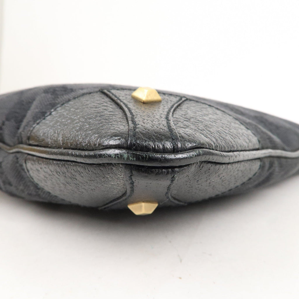 GUCCI GG Canvas Leather Studs Shoulder Bag Black 120893
