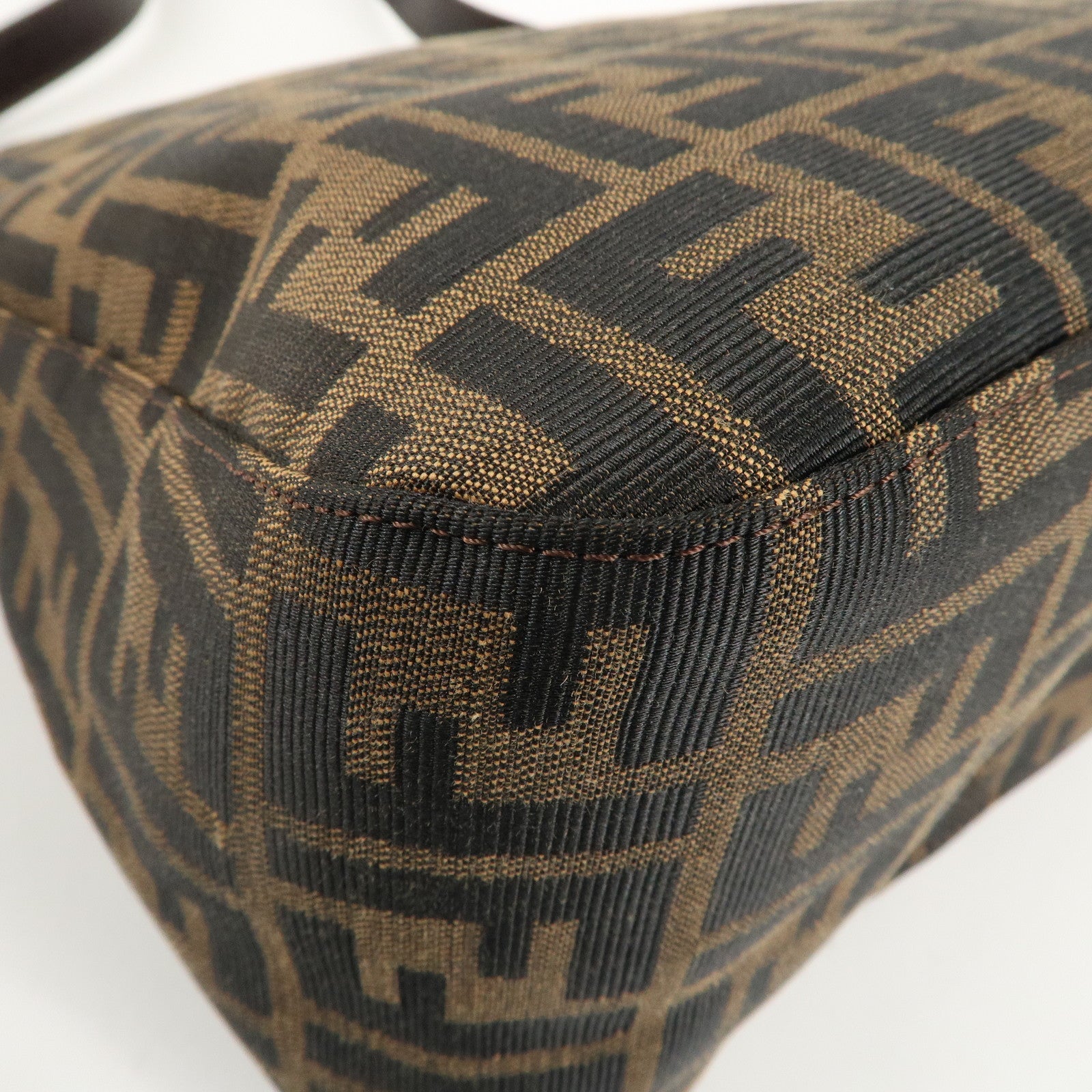 FENDI Zucca Canvas Leather Shoulder Bag Brown 222826