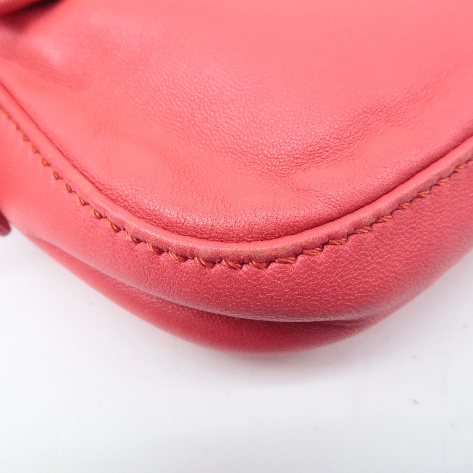 FENDI Mamma Baguette Leather Hand Bag Shoulder Bag Pink 8BR600