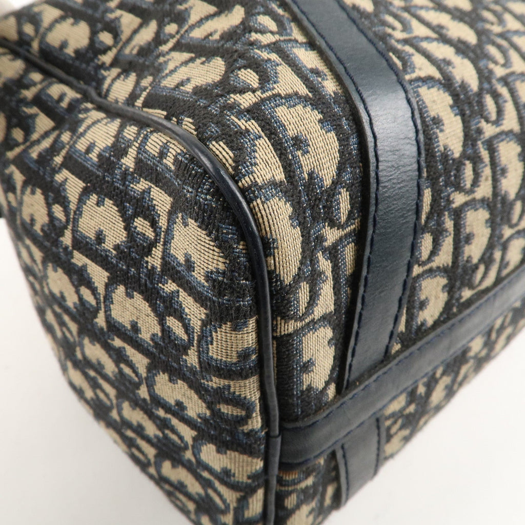 Christian Dior Trotter Canvas Leather Boston Bag Navy