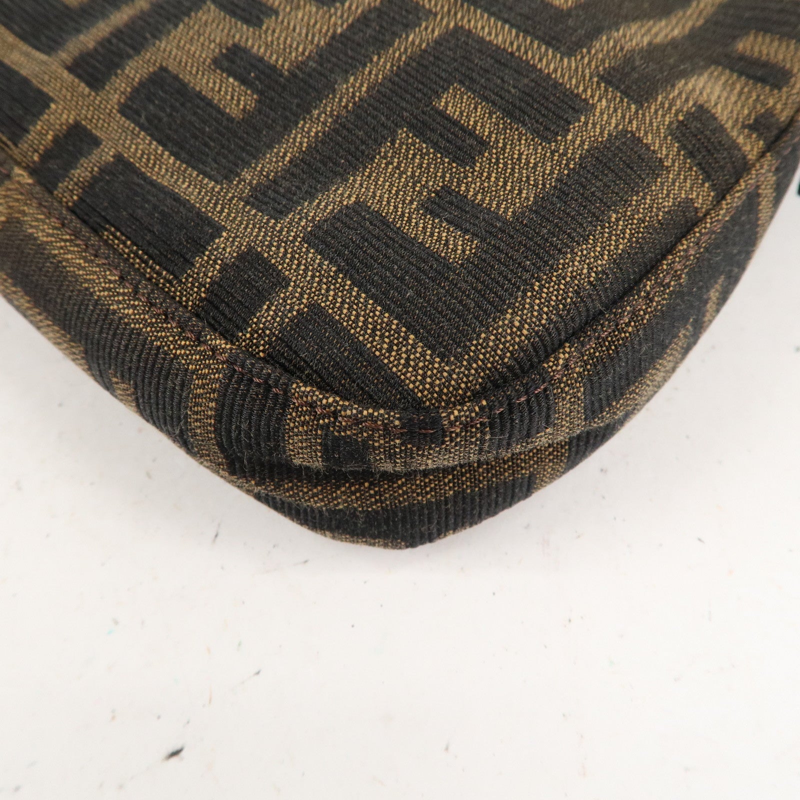 FENDI Zucca Mamma Baguette Canvas Leather Shoulder Bag 26424