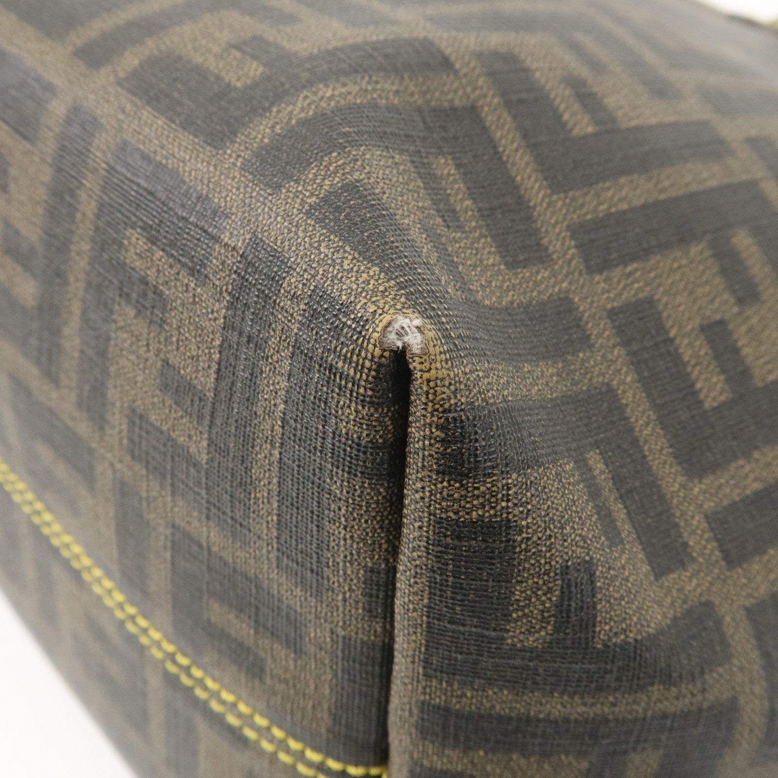FENDI Zucca PVC Tote Bag Khaki Black Yellow 8BH185