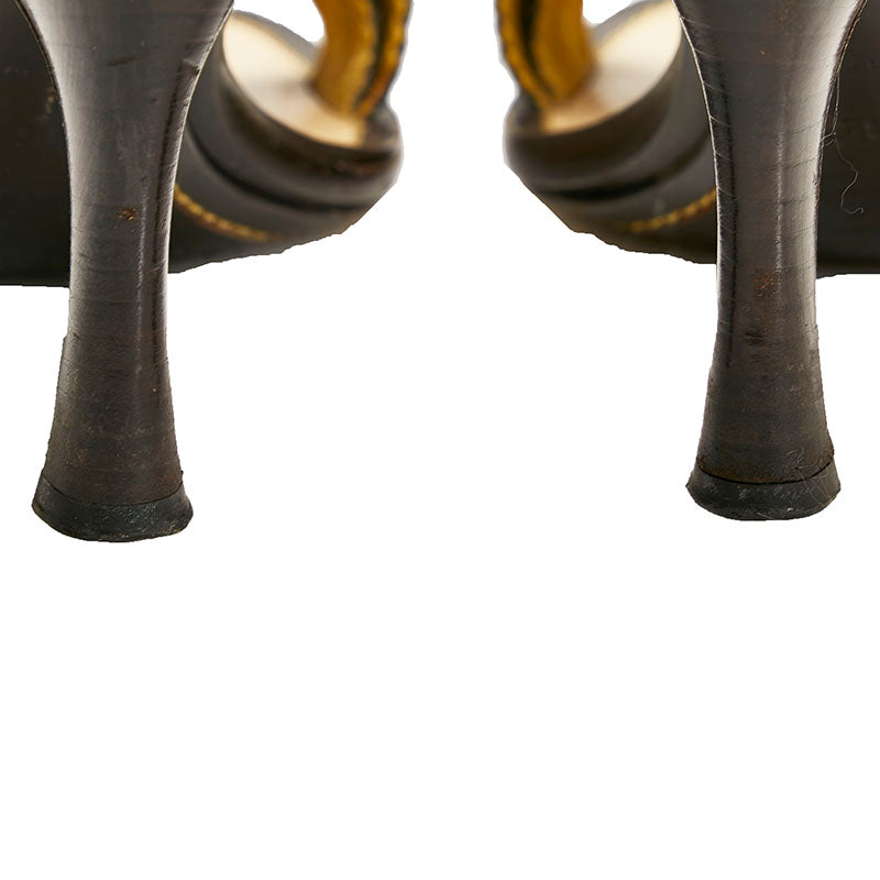 Louis Vuitton Louis Vuitton Sandals Leather/Candy Black Brown Ladies