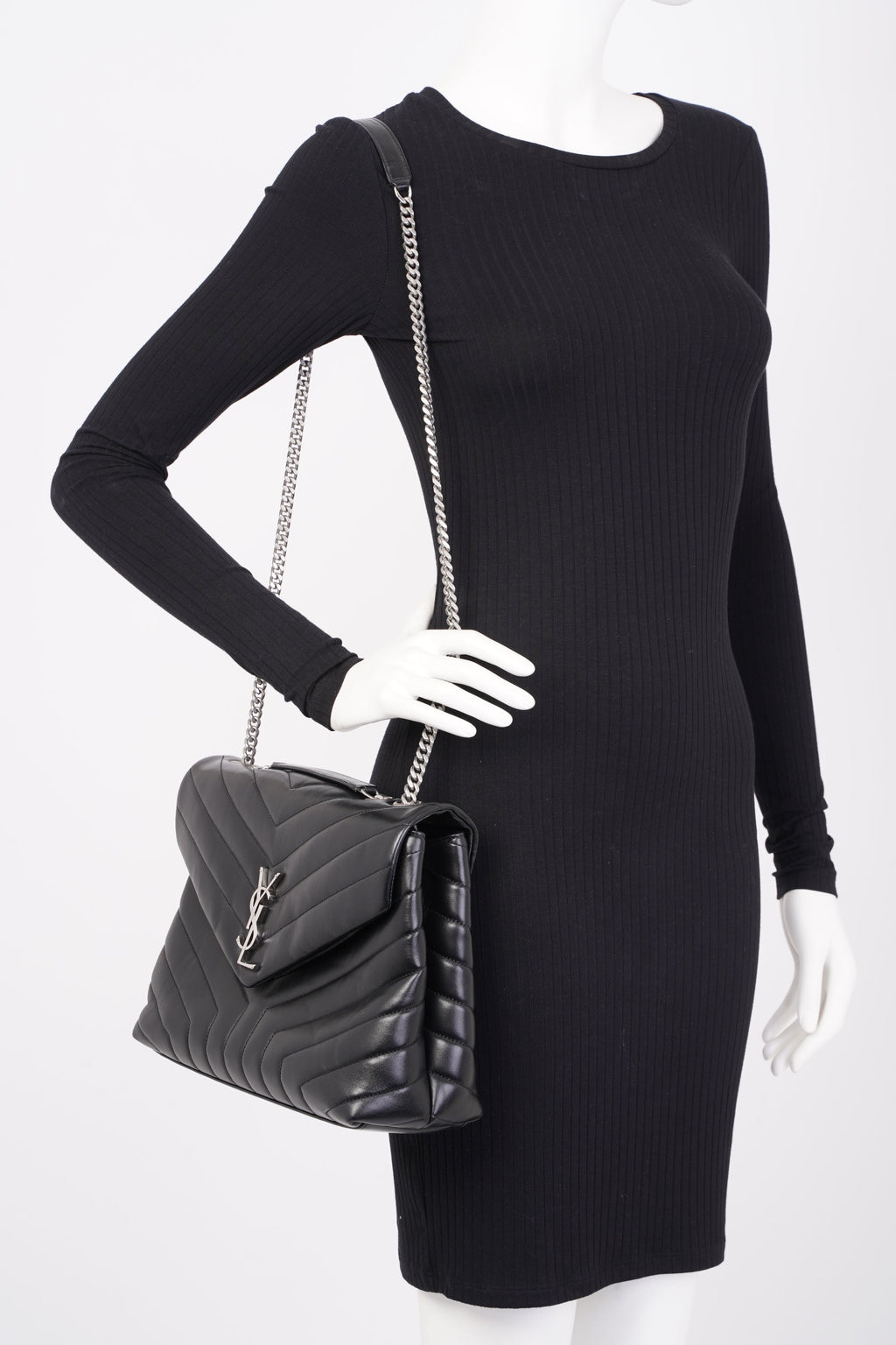 Saint Laurent Medium Lou Lou Black Calfskin Leather