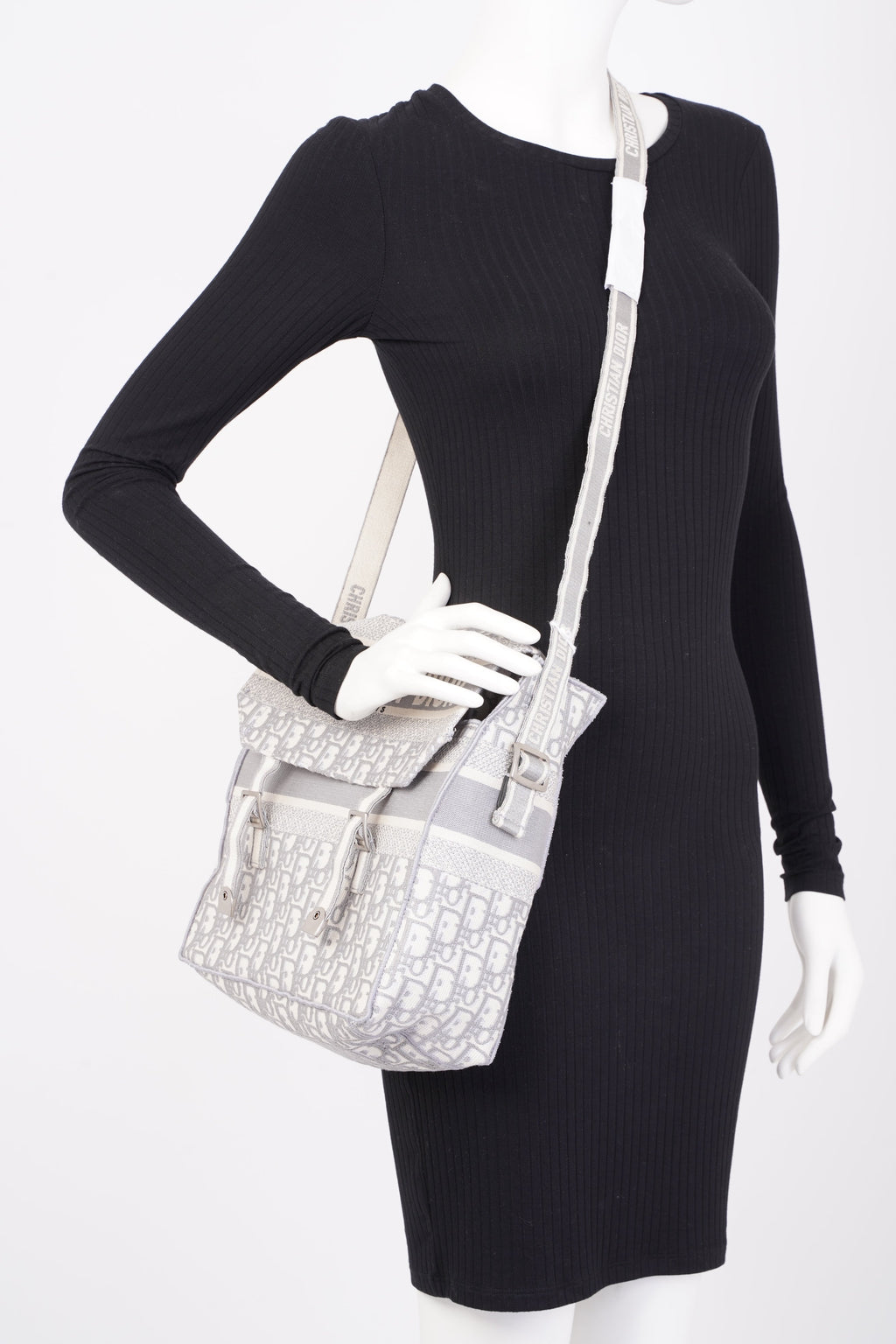 Christian Dior Diorcamp Grey / Silver Oblique Embroidery Canvas
