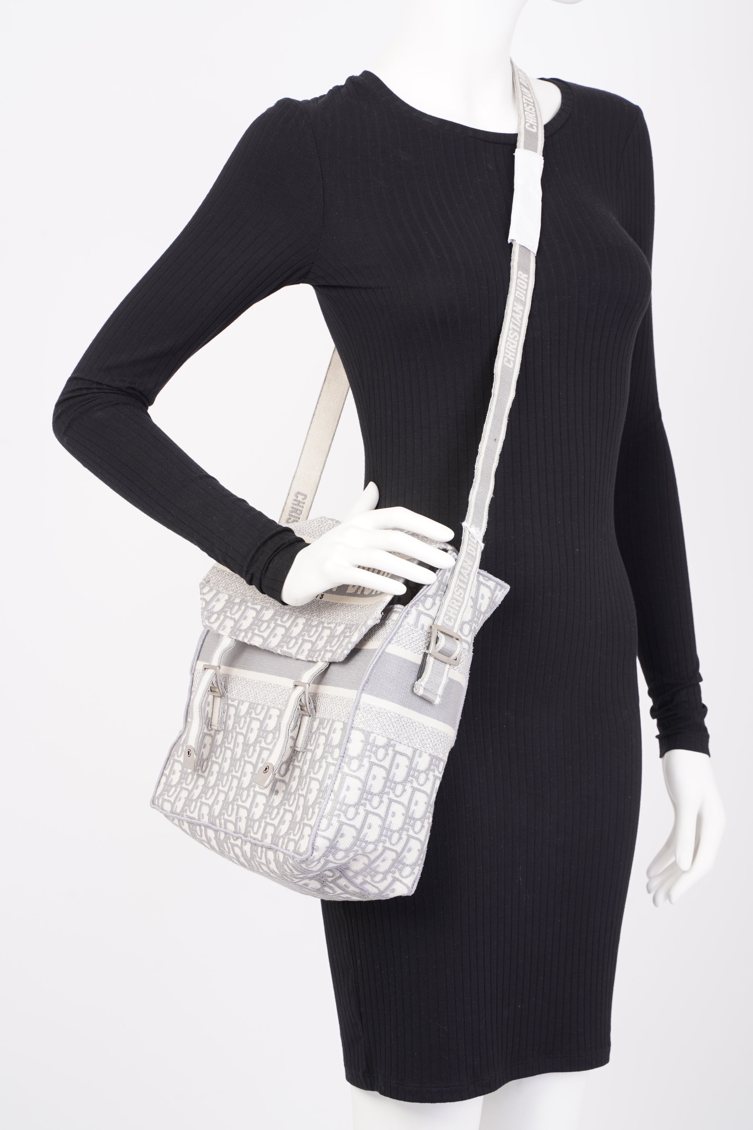 Christian Dior Diorcamp Grey / Silver Oblique Embroidery Canvas