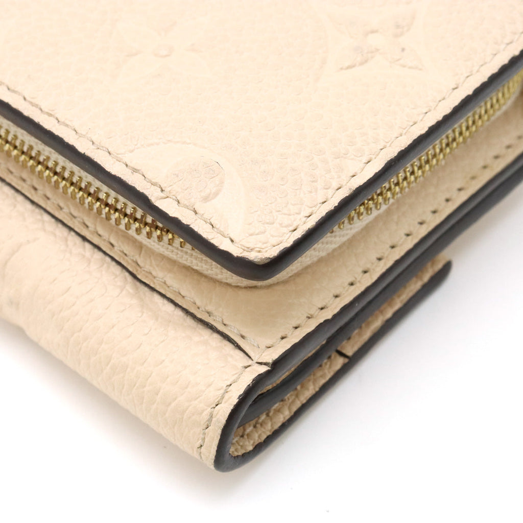 Louis Vuitton Monogram Emplant Portfolio Metis Compact Three Folded Wallet Three Folded Cream Beige M81071