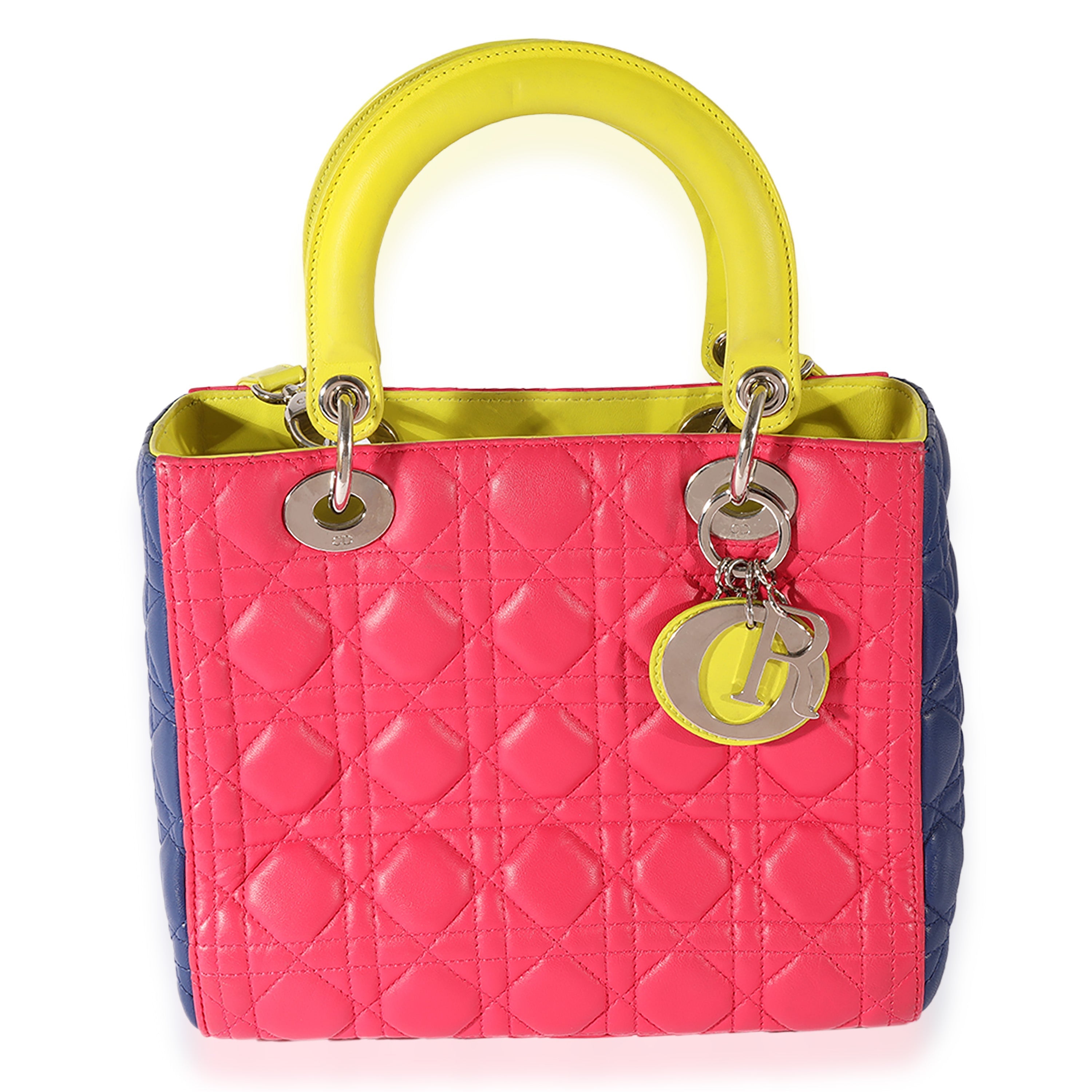 CHRISTIAN DIOR Tricolor Quilted Lambskin Medium Lady Bag