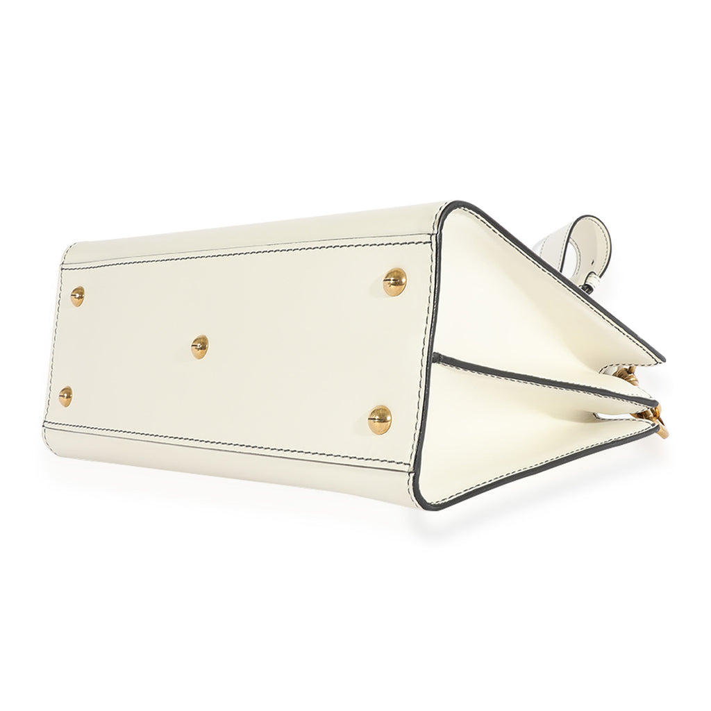 CHRISTIAN DIOR White Smooth Leather D-Bee Tote