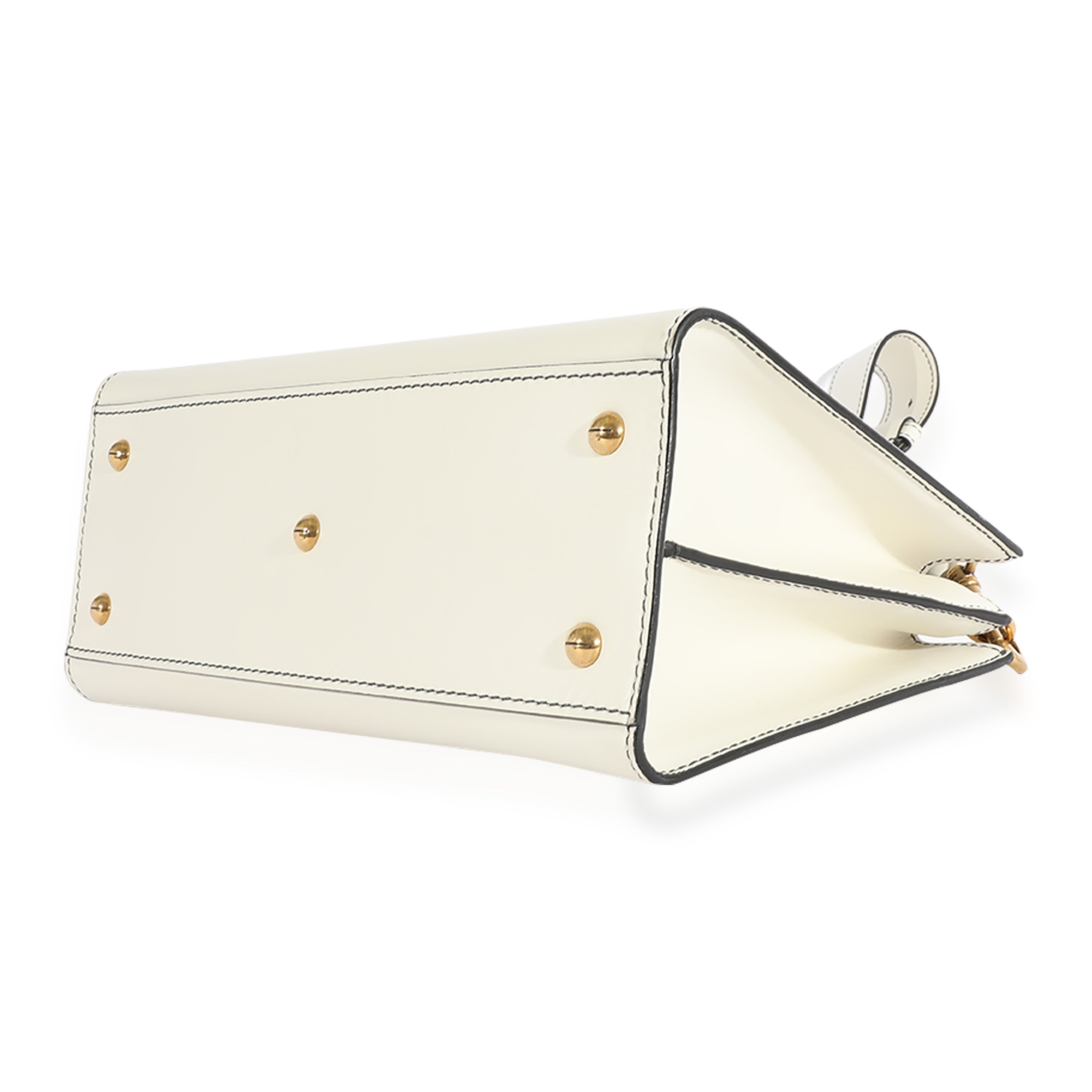 CHRISTIAN DIOR White Smooth Leather D-Bee Tote