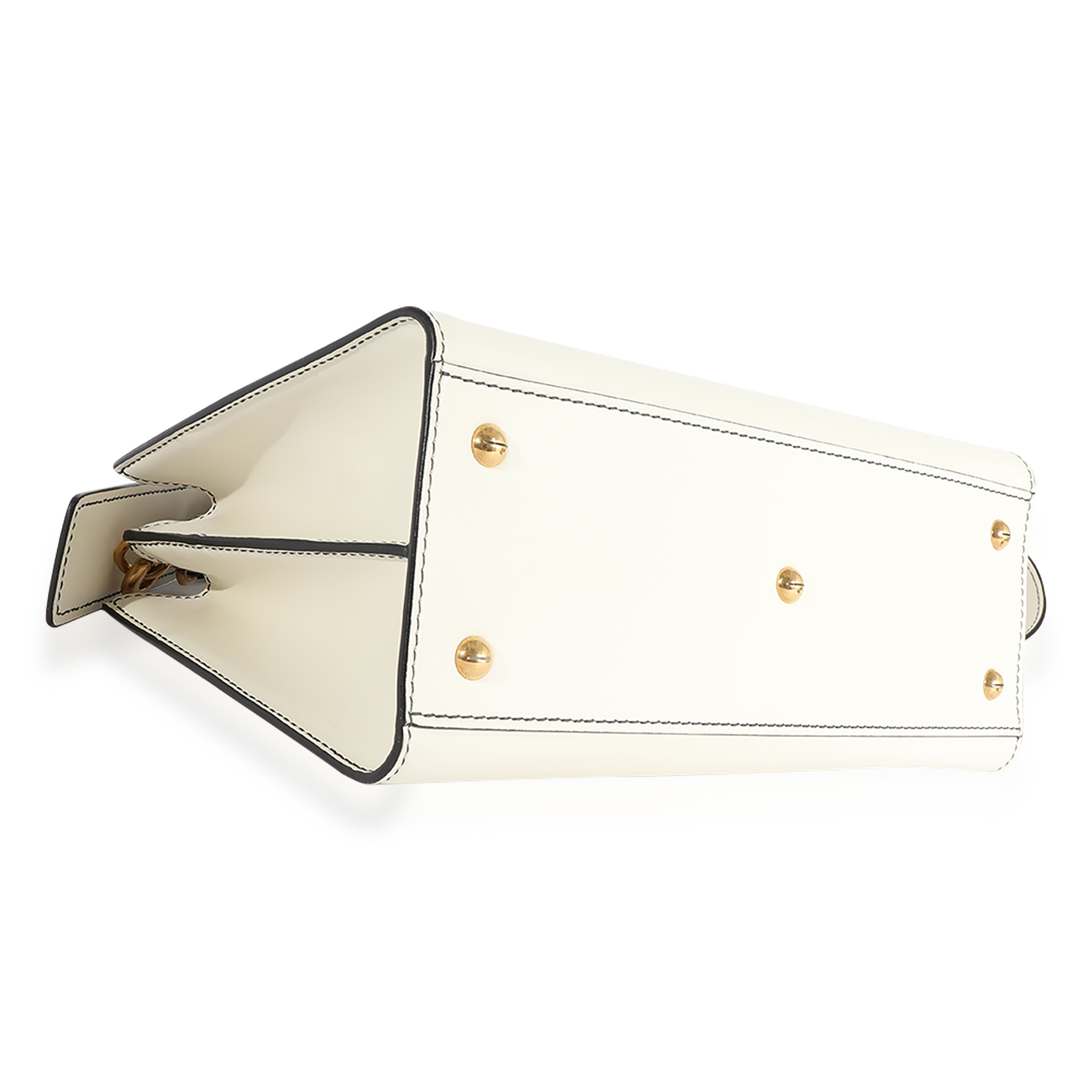 CHRISTIAN DIOR White Smooth Leather D-Bee Tote