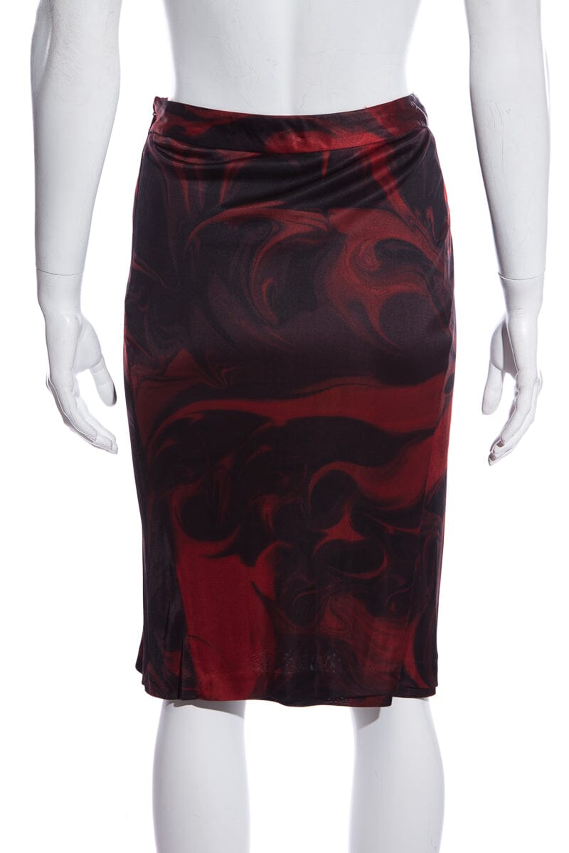 Gucci Red & Black Abstract Print Skirt SZ 38