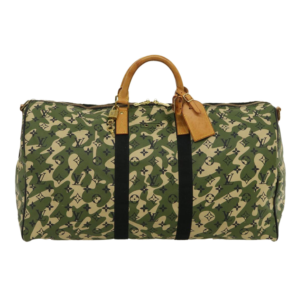 Louis Vuitton Green Canvas Keepall Bandouliere 55 travel bag