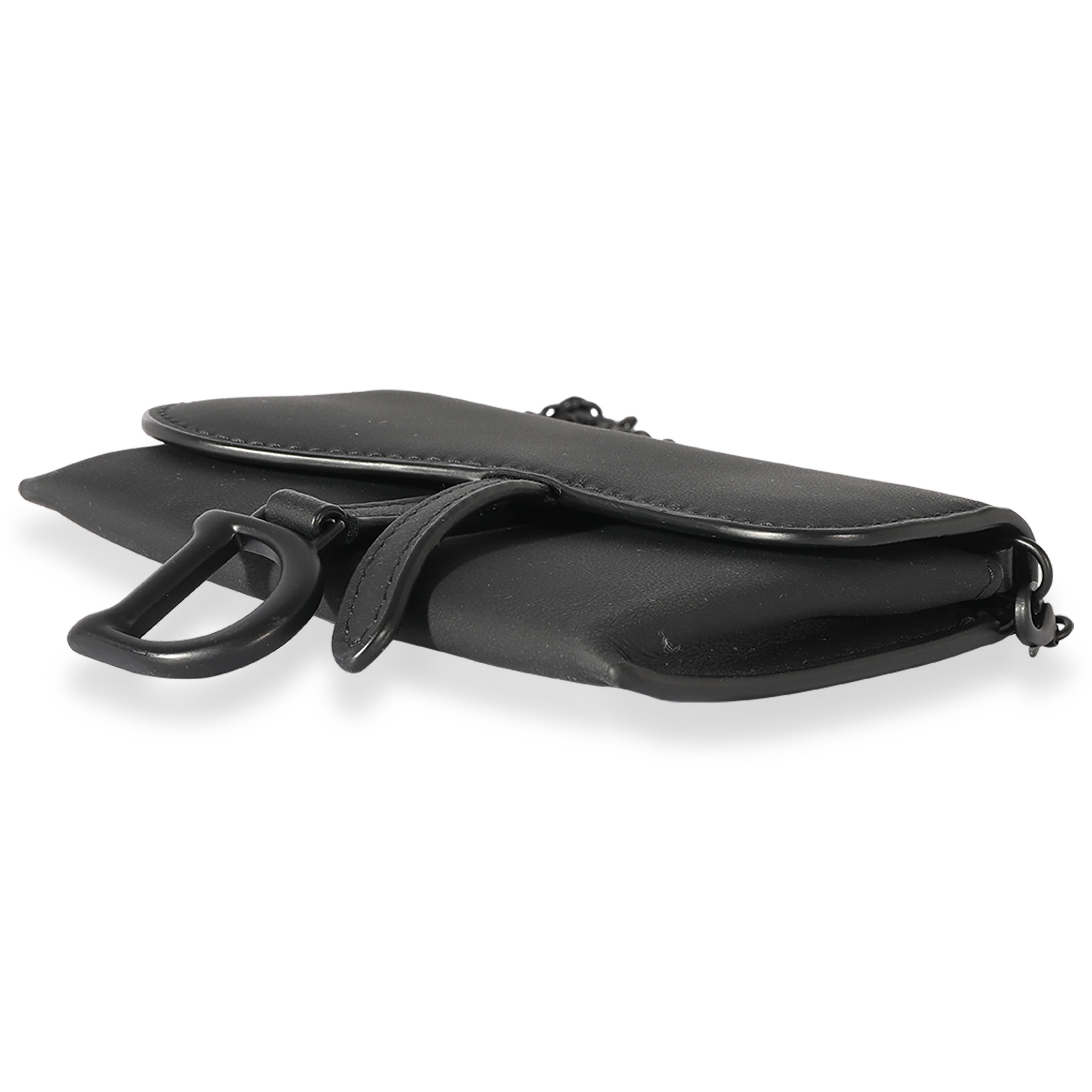 CHRISTIAN DIOR Black Ultra Matte Calfskin Saddle Belt Pouch
