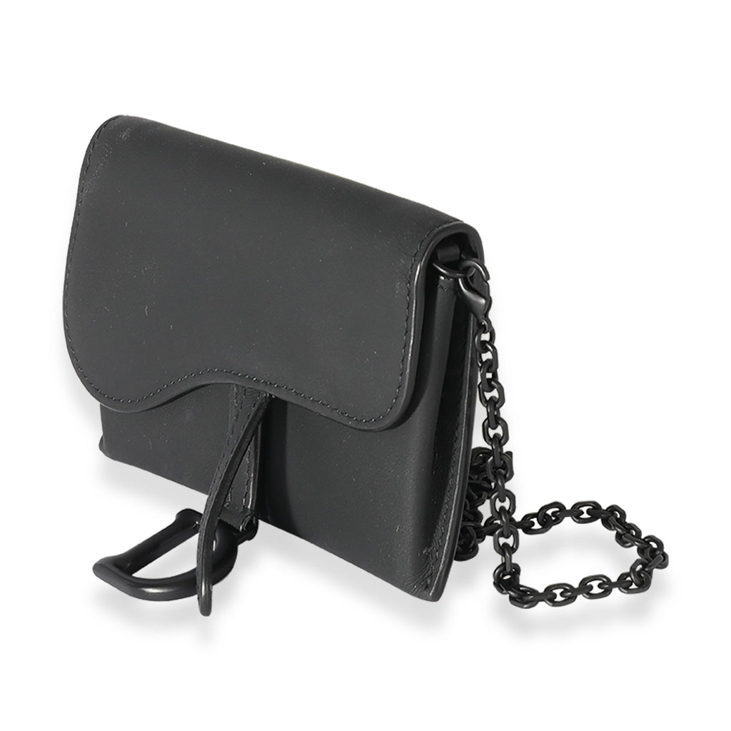 CHRISTIAN DIOR Black Ultra Matte Calfskin Saddle Belt Pouch
