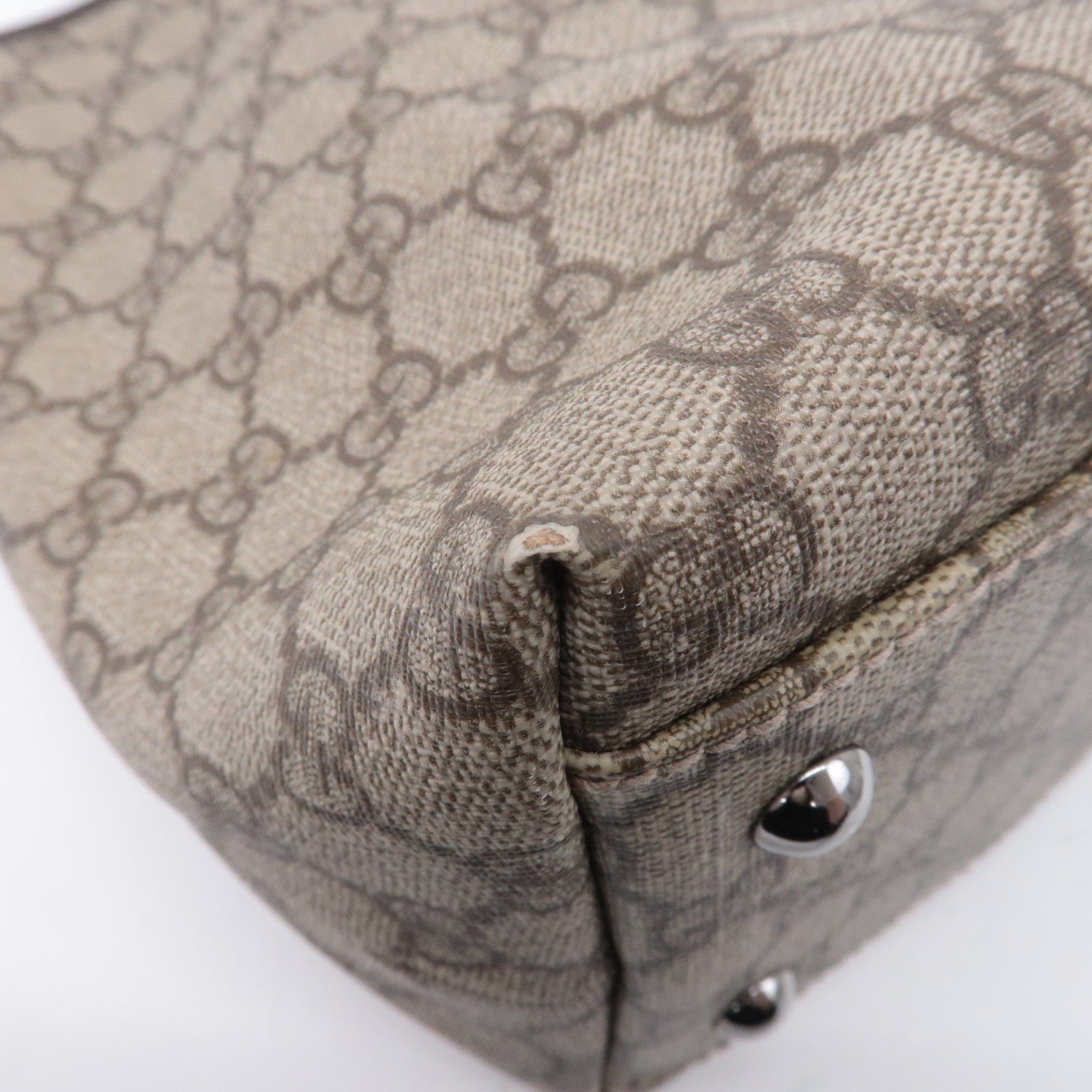 GUCCI GG Supreme Leather Tote Bag Beige Brown 114595