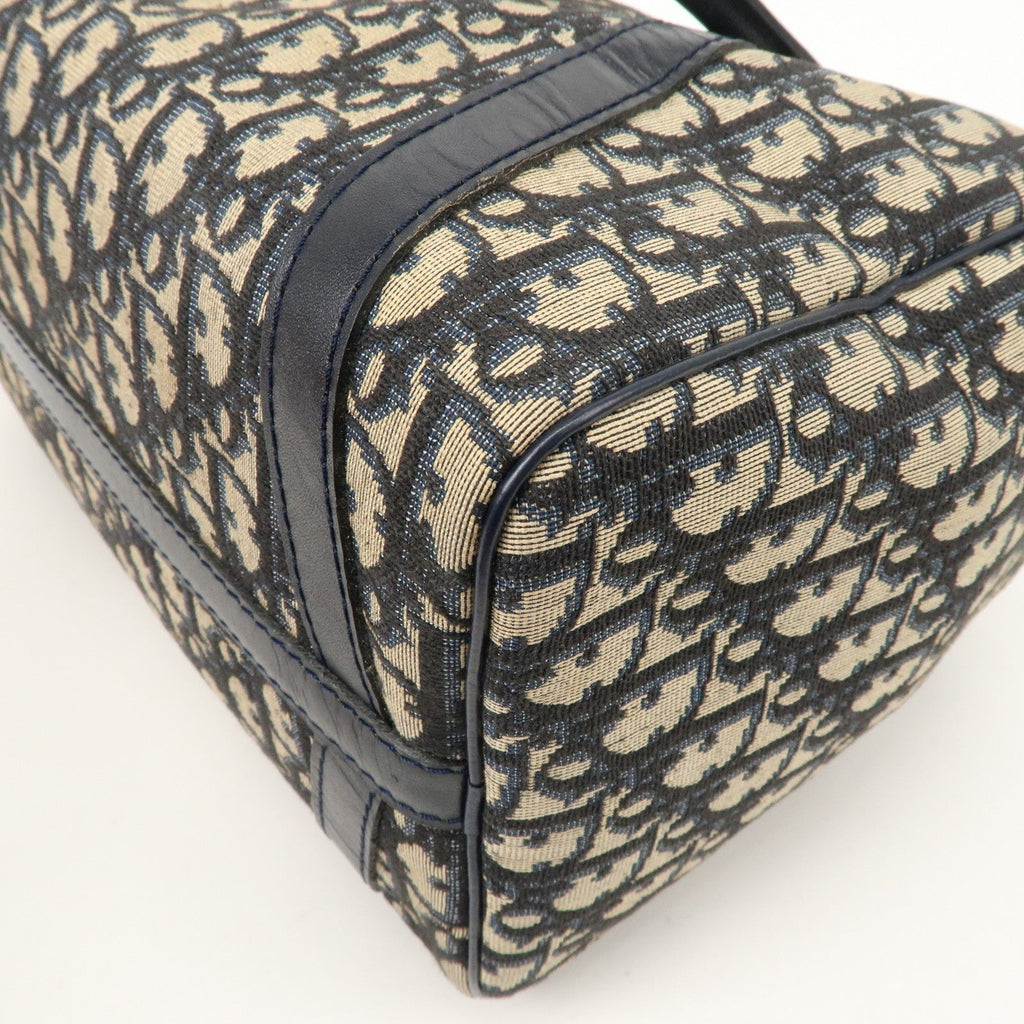 Christian Dior Trotter Canvas Leather Boston Bag Navy
