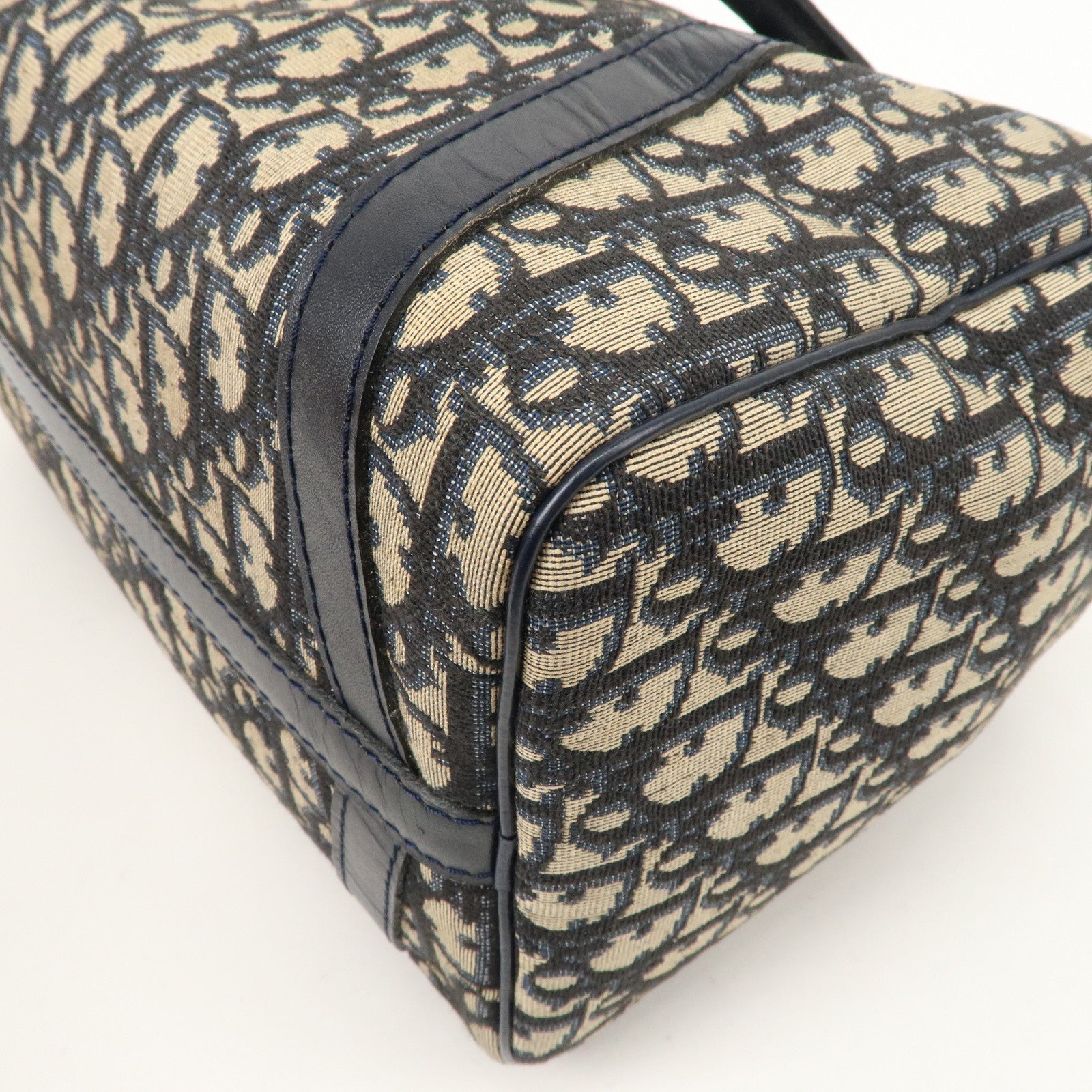 Christian Dior Trotter Canvas Leather Boston Bag Navy