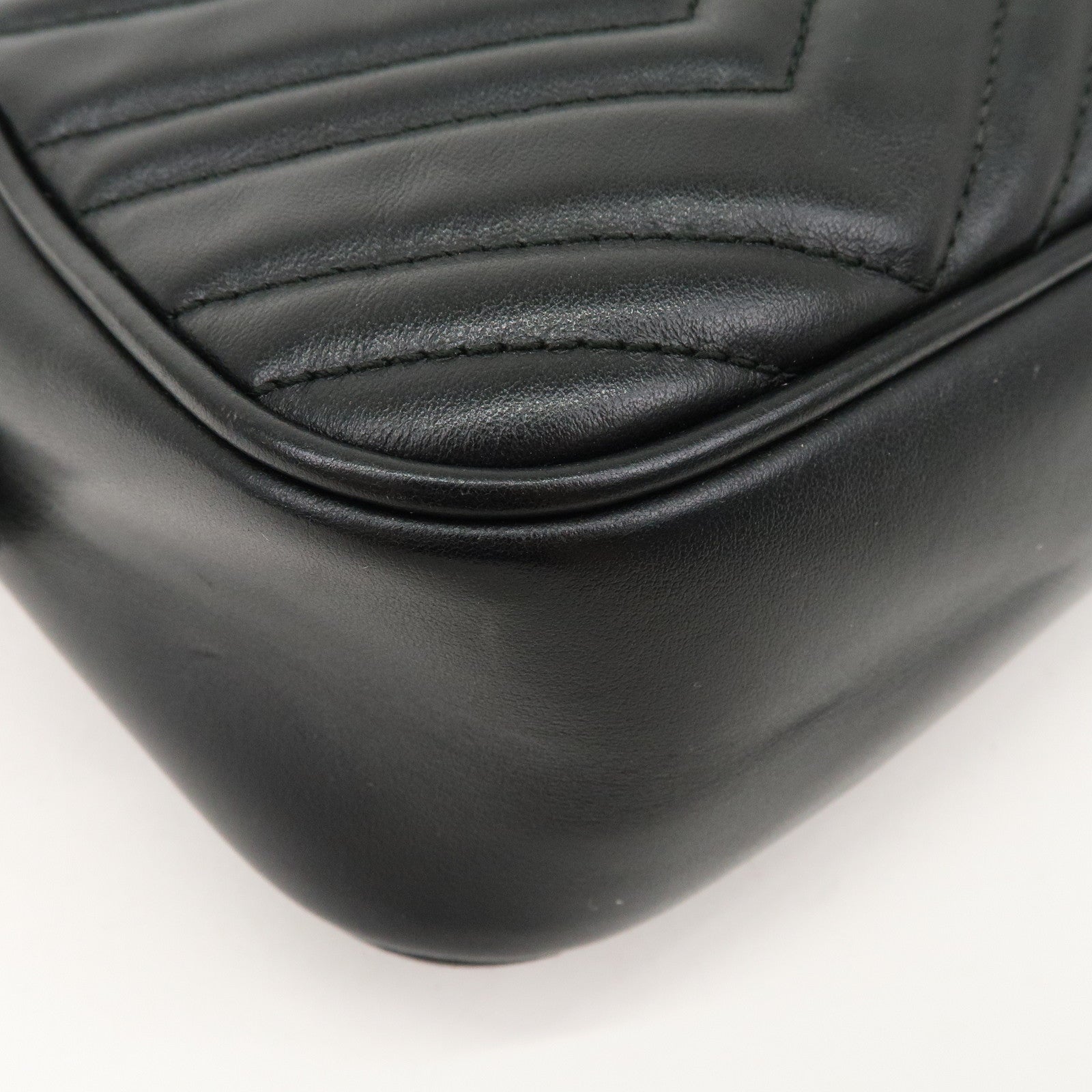 GUCCI GG Marmont Leather Chain Shoulder Bag Black 447632