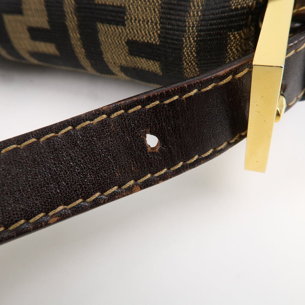 FENDI Mamma Baguette Zucca Canvas Leather Shoulder Bag 26325