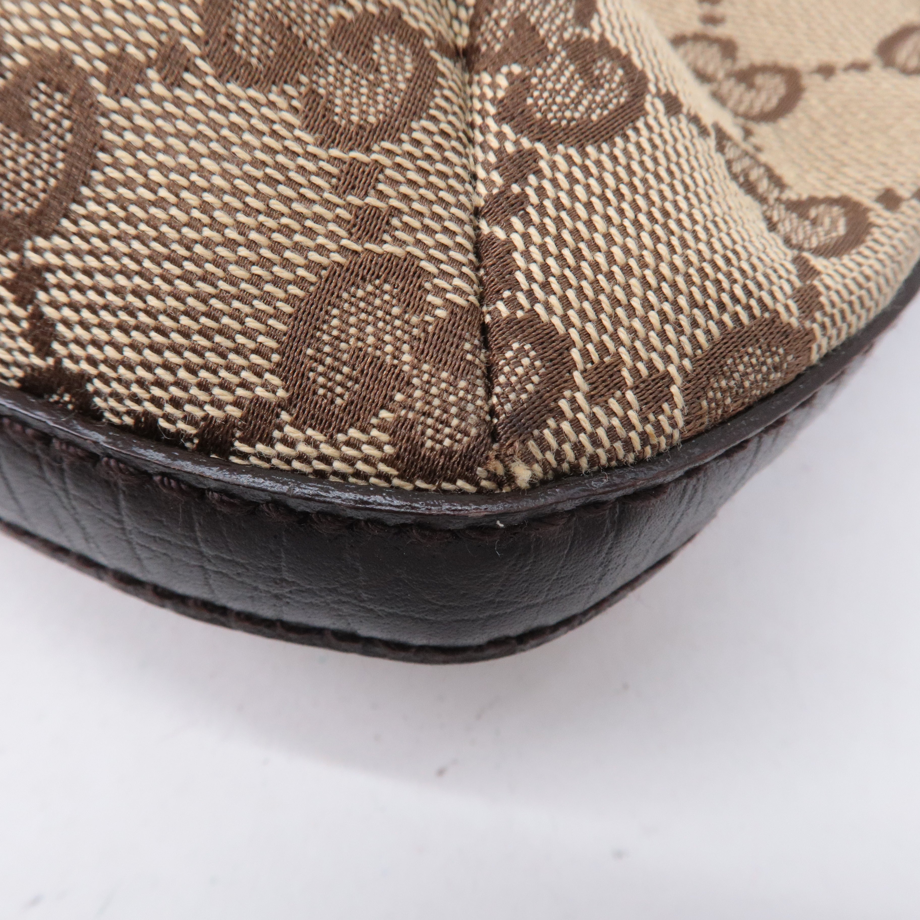 GUCCI Horsebit Sherry GG Canvas Leather Shoulder Bag Brown 137388