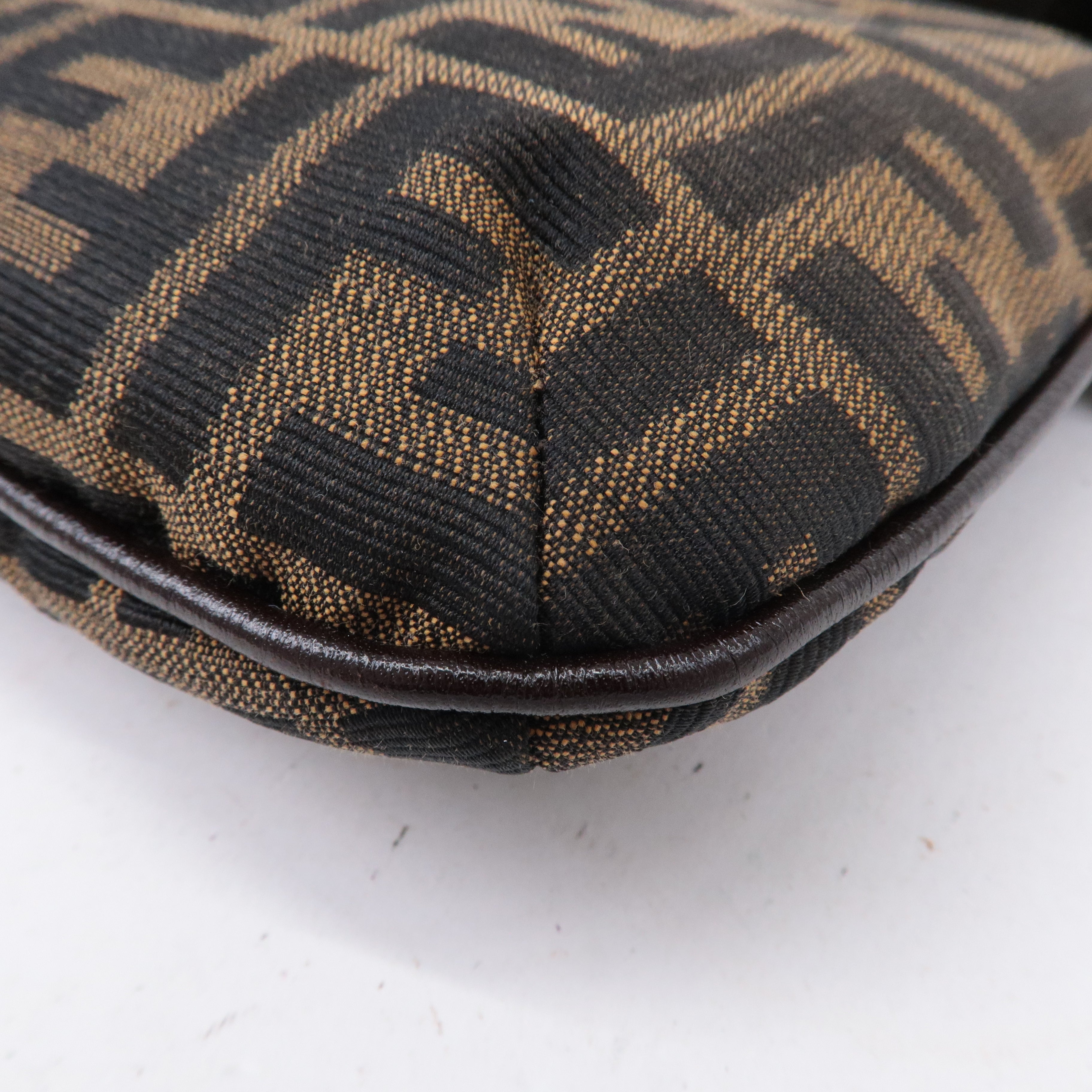 FENDI Zucca Canvas Leather Shoulder Bag Brown 83164900012