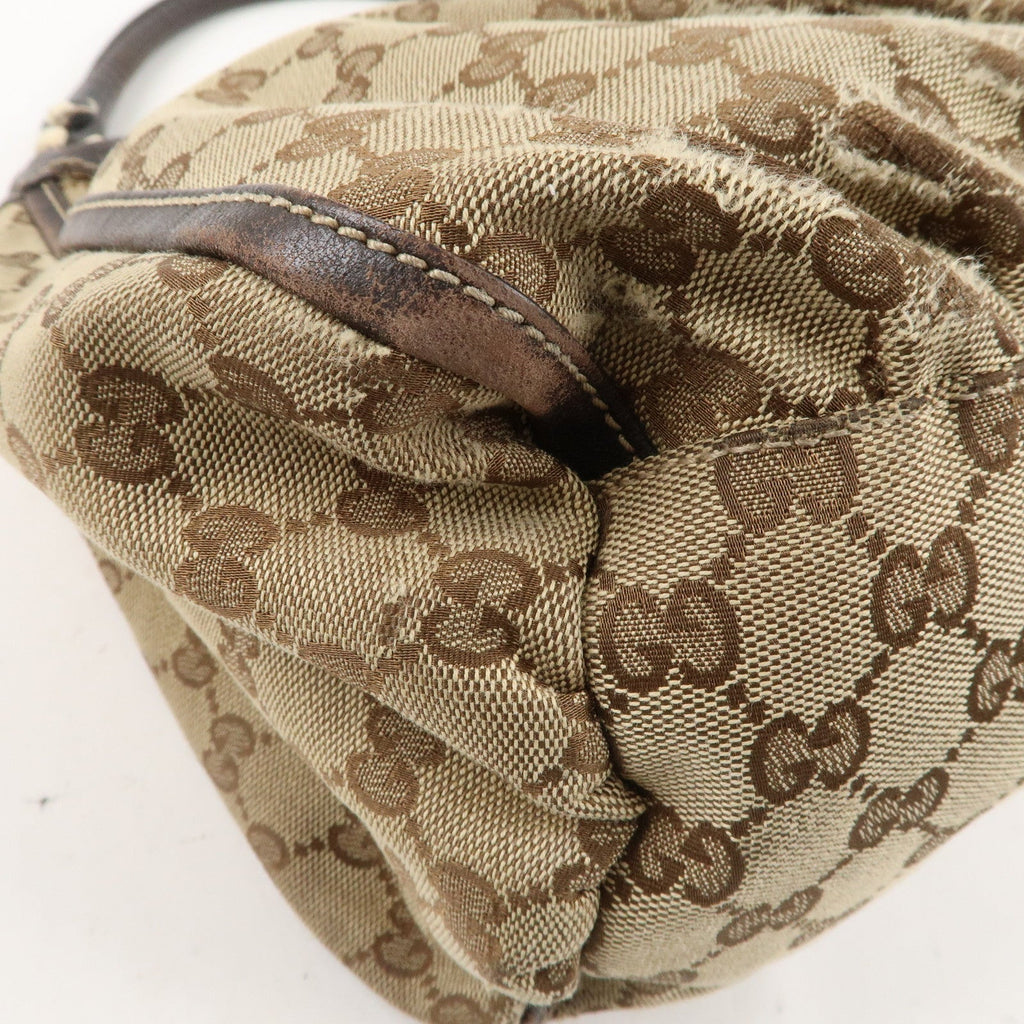GUCCI Abbey GG Canvas Leather Shoulder Bag Beige Gold 189833