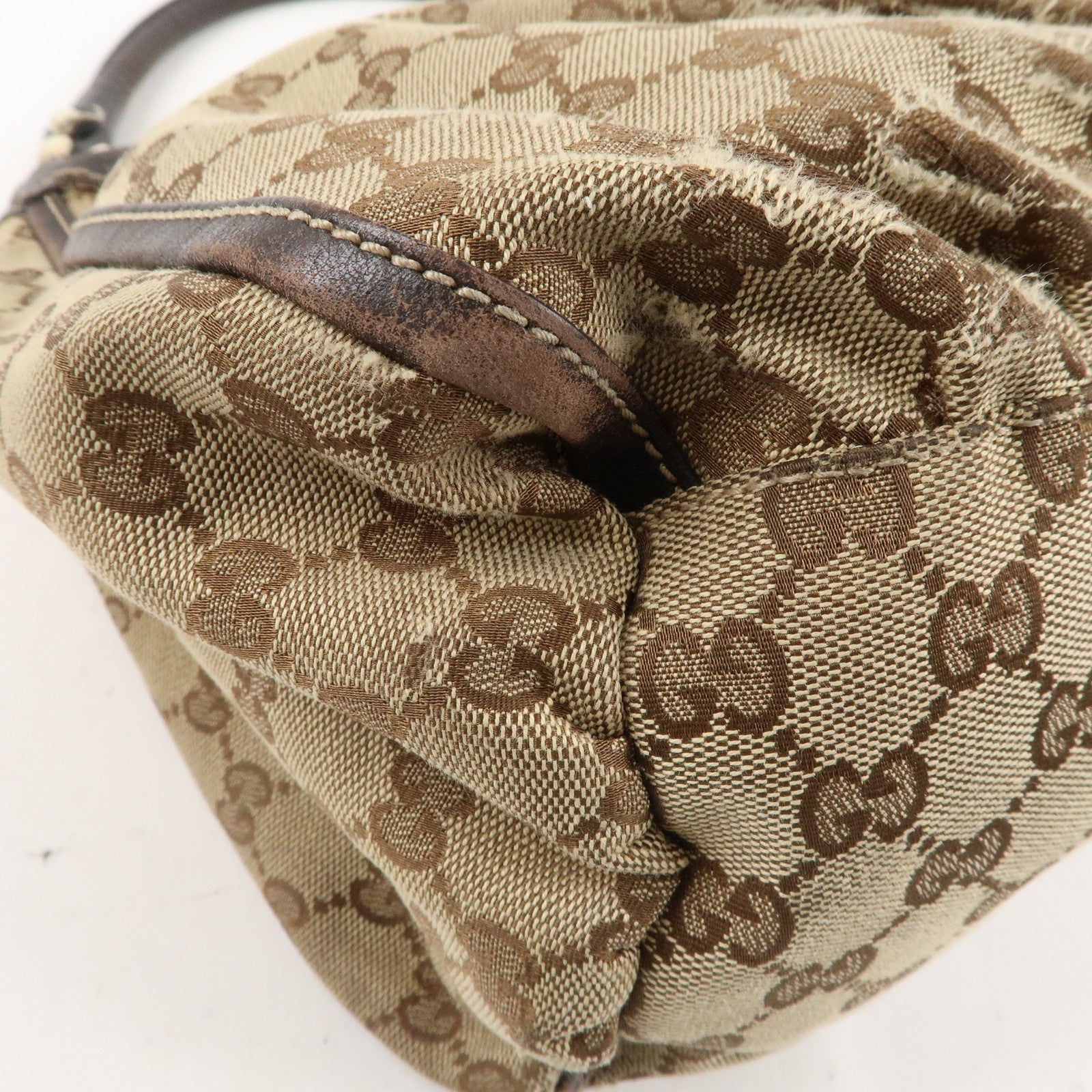 GUCCI Abbey GG Canvas Leather Shoulder Bag Beige Gold 189833