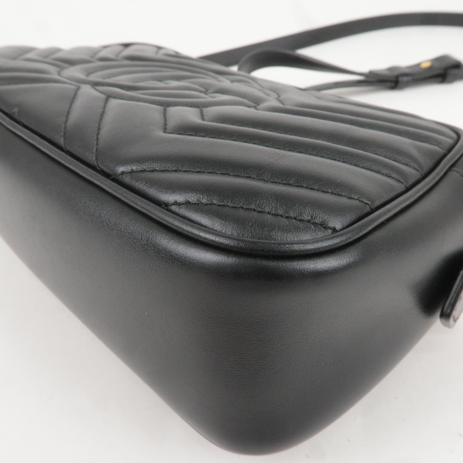GUCCI GG Marmont Leather Chain Shoulder Bag Black 447632