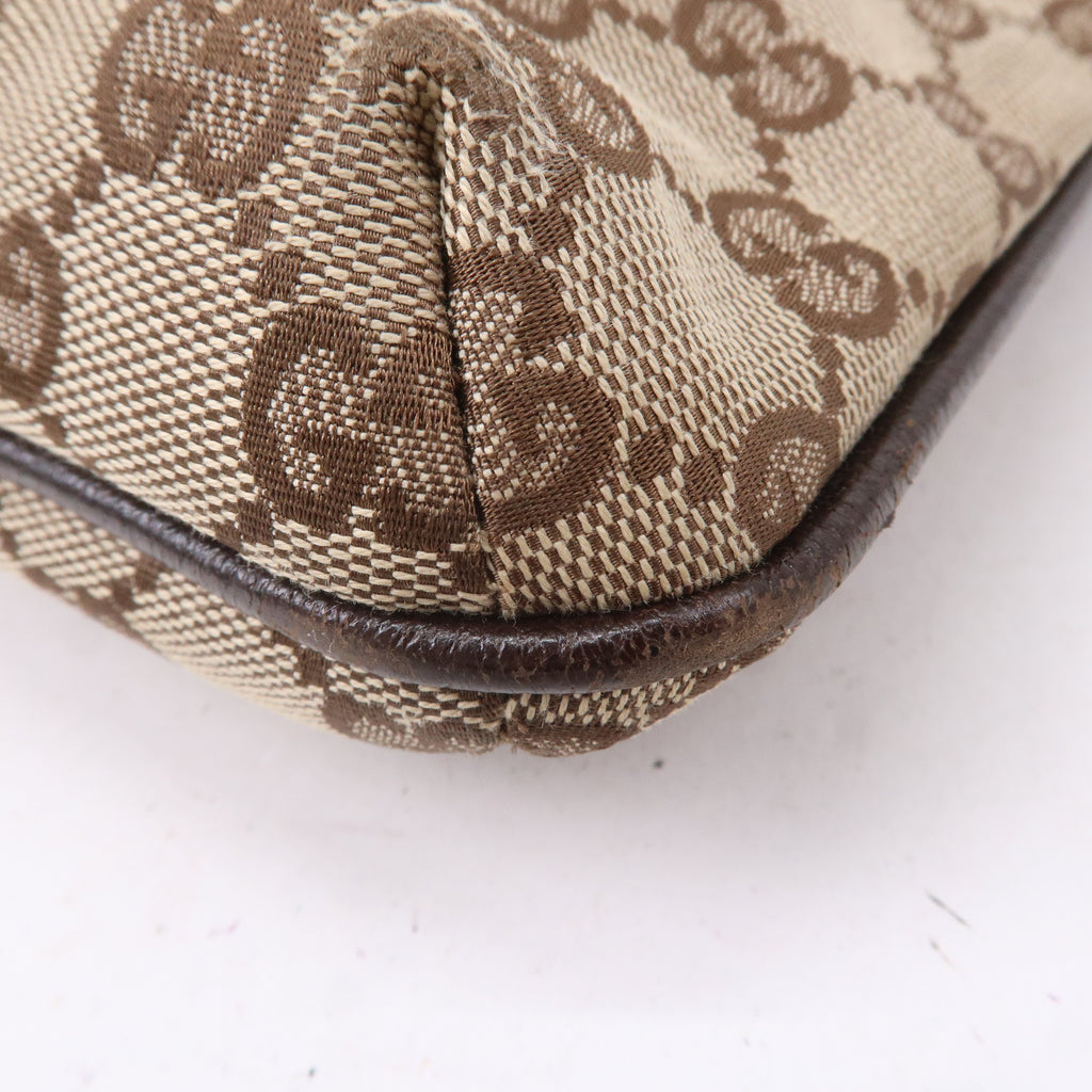 GUCCI GG Canvas Leather Shoulder Bag Beige Brown 122793