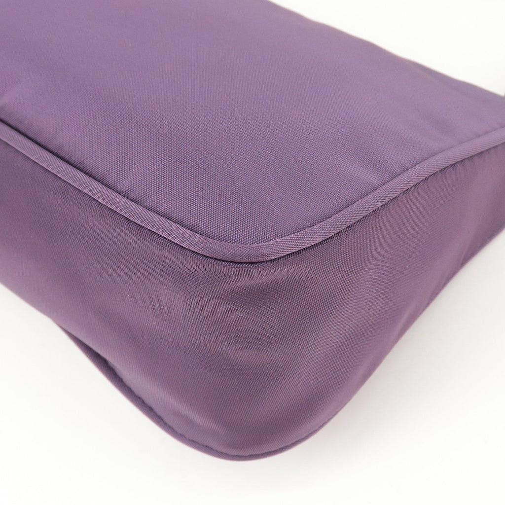 Prada Logo Nylon Hand Bag Purse Cosmetic Pouch Purple MV633