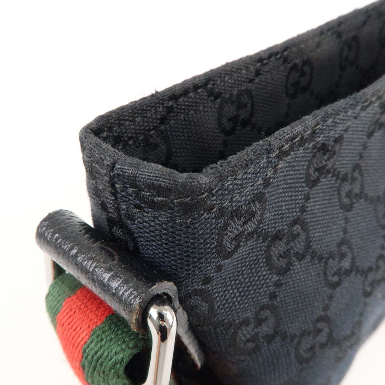 GUCCI Sherry GG Canvas Leather Shoulder Bag Black 189749