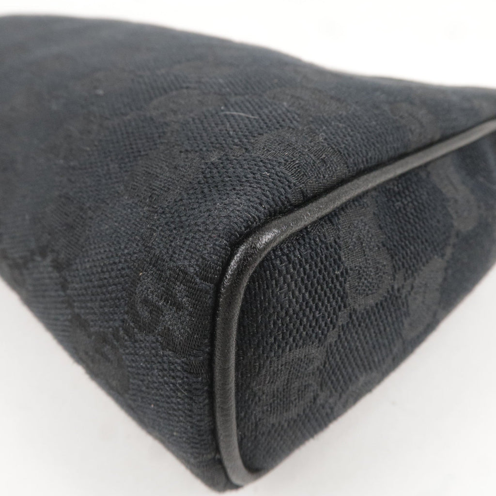 GUCCI Abbey GG Canvas Leather Hand Bag Pouch Black 645093
